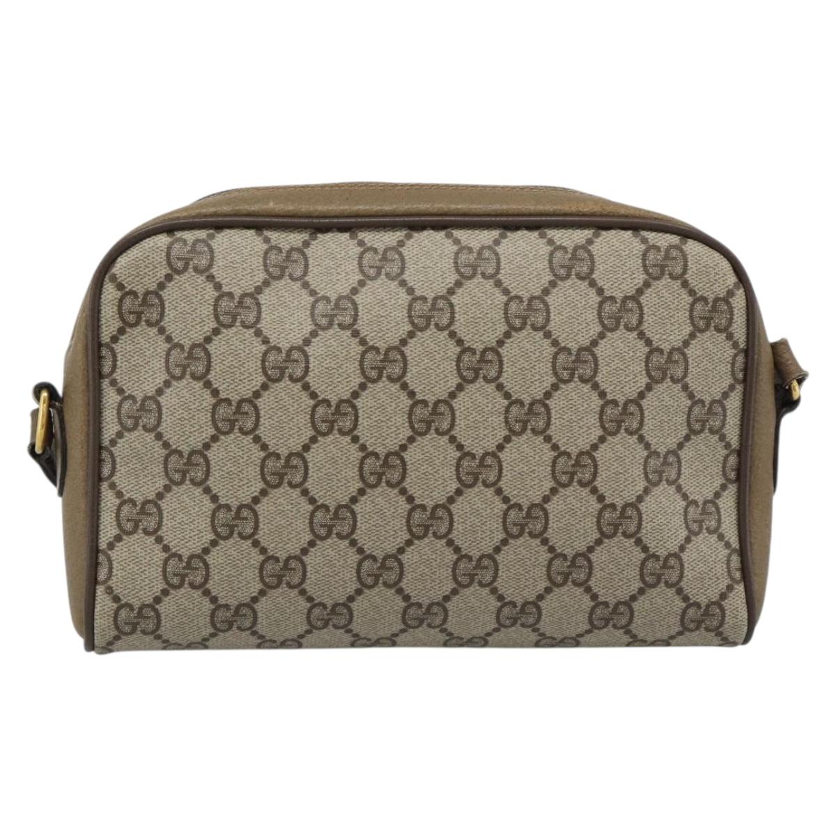 GUCCI GG Supreme Web Sherry Line Bag PVC Beige Gold 116 02 089 Auth 187357