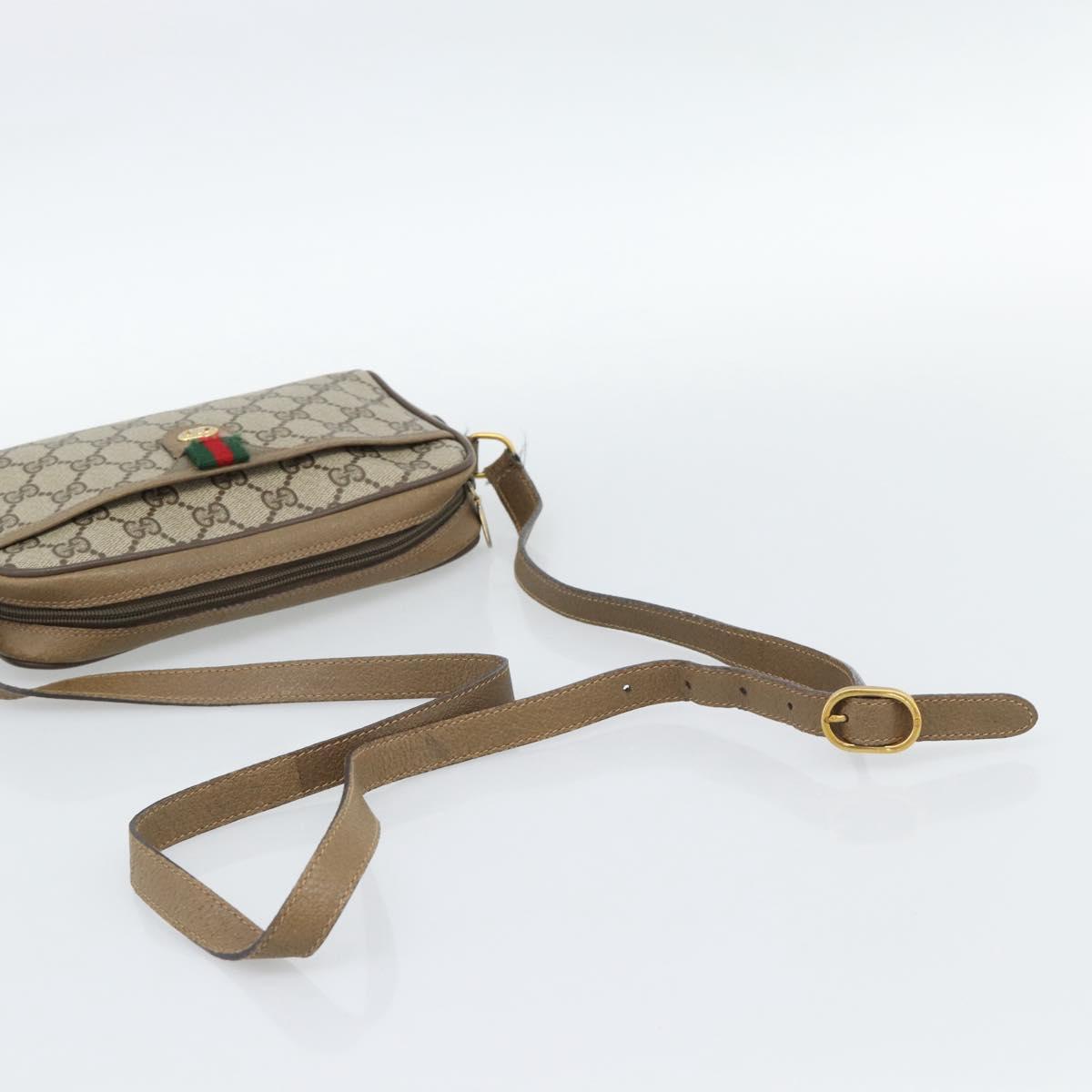 GUCCI GG Supreme Web Sherry Line Bag PVC Beige Gold 116 02 089 Auth 187357