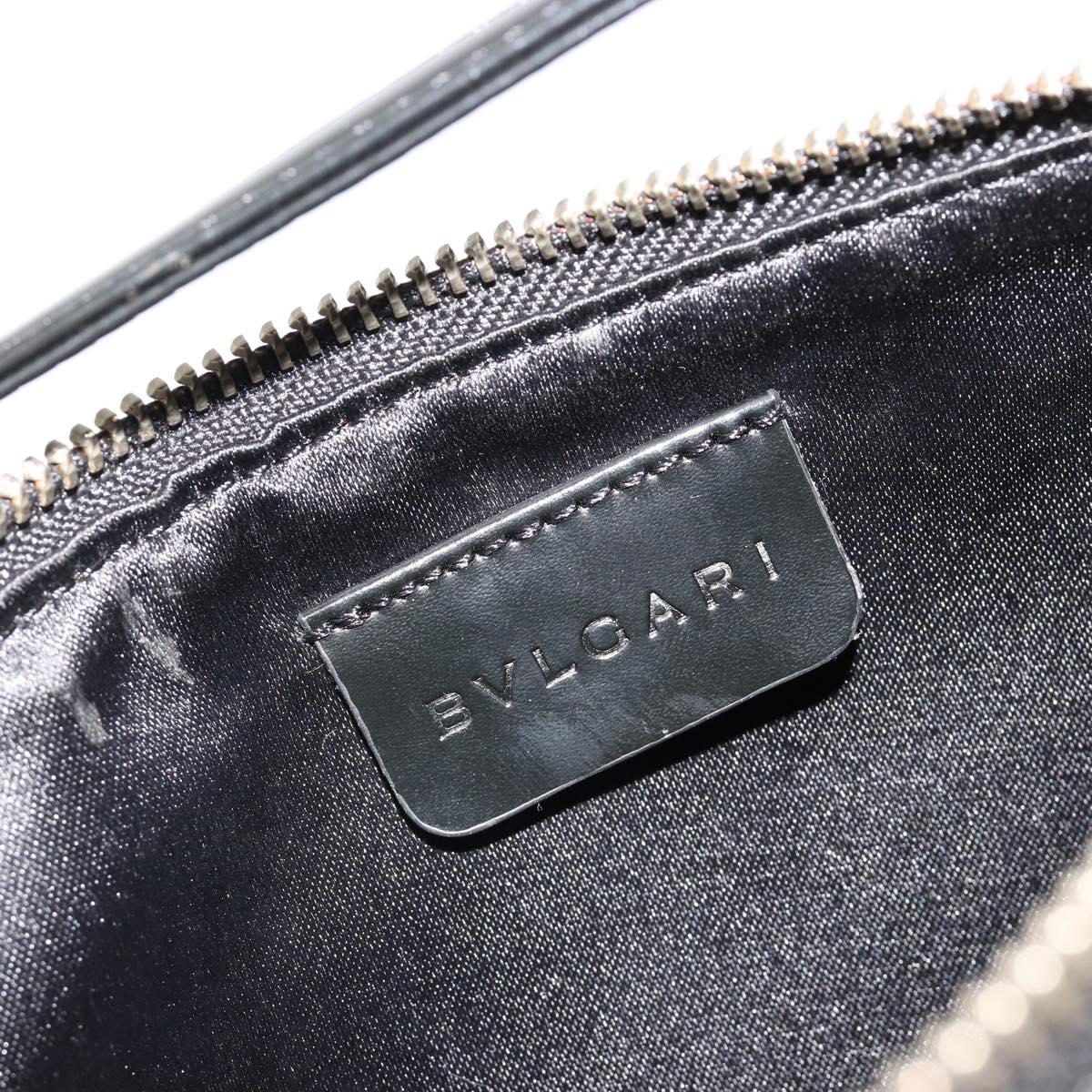 BVLGARI Shoulder Bag Canvas Black Silver Auth 187359