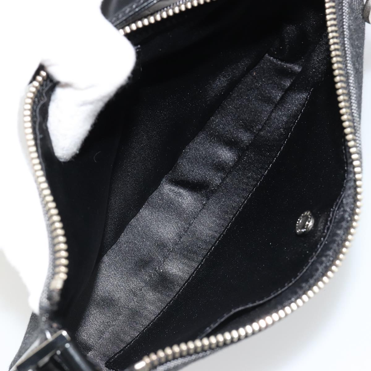 BVLGARI Shoulder Bag Canvas Black Silver Auth 187359