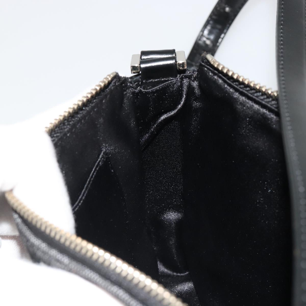 BVLGARI Shoulder Bag Canvas Black Silver Auth 187359