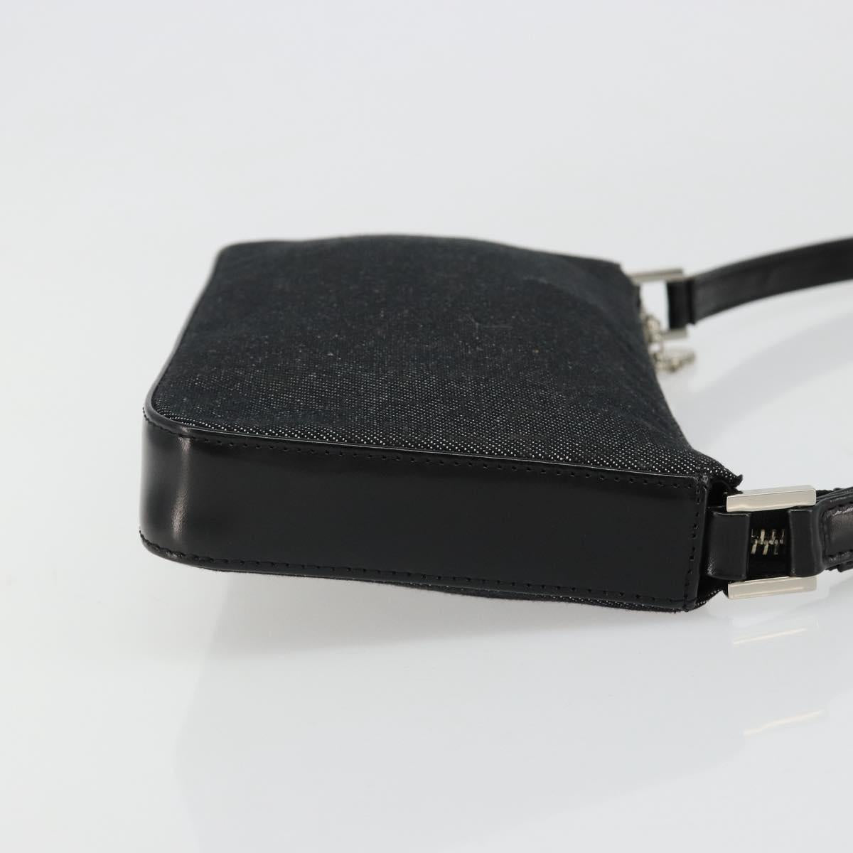 BVLGARI Shoulder Bag Canvas Black Silver Auth 187359