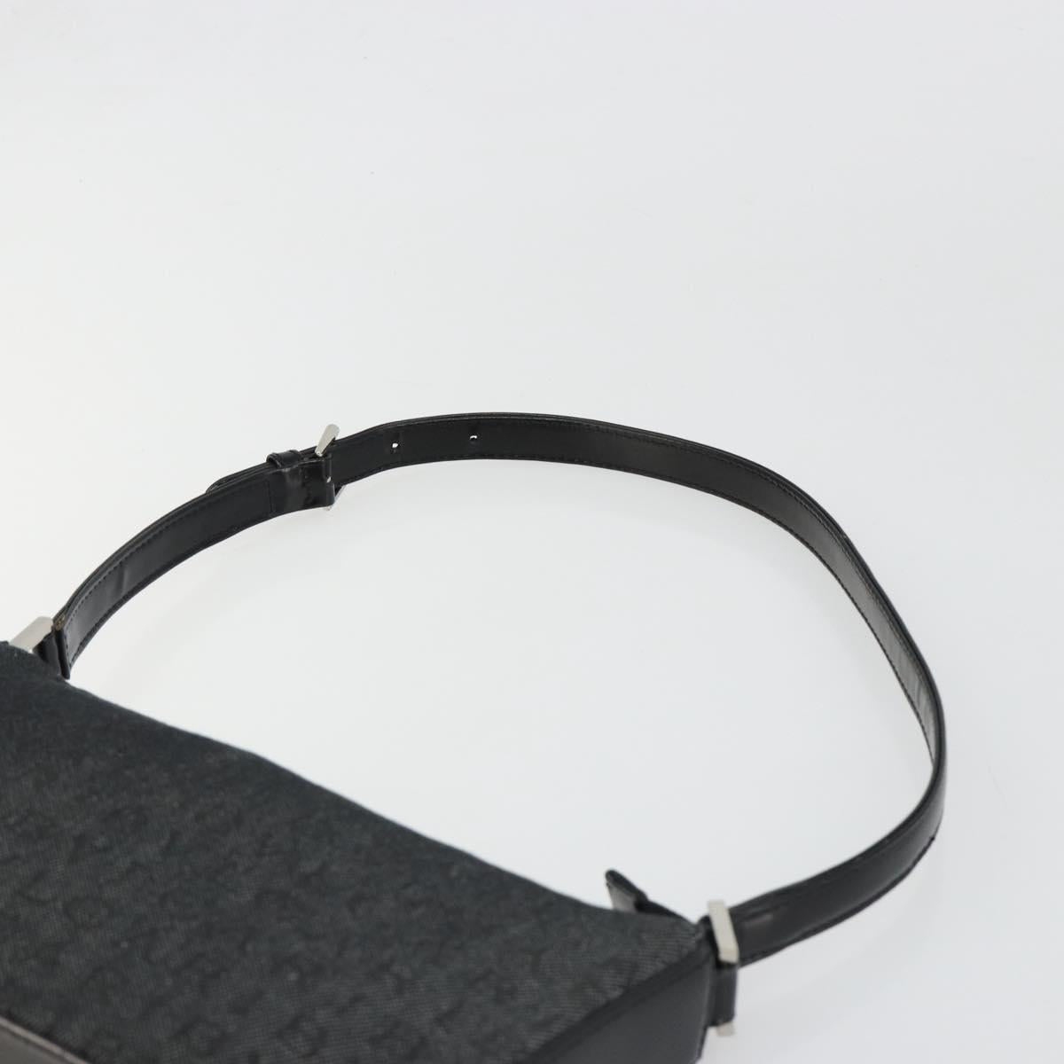 BVLGARI Shoulder Bag Canvas Black Silver Auth 187359