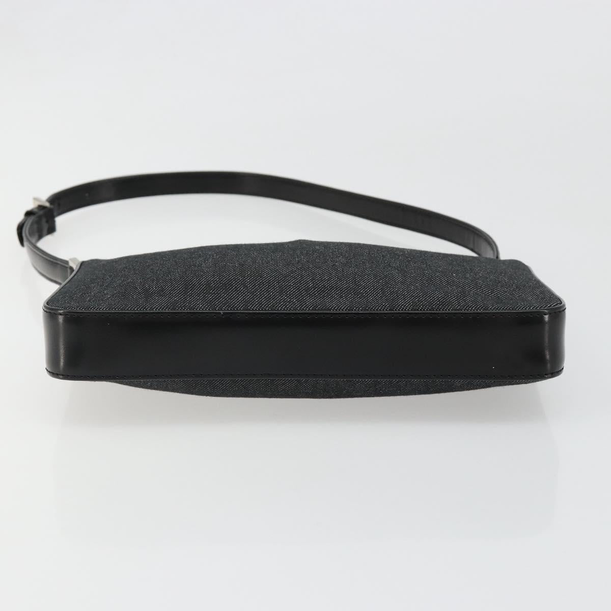 BVLGARI Shoulder Bag Canvas Black Silver Auth 187359