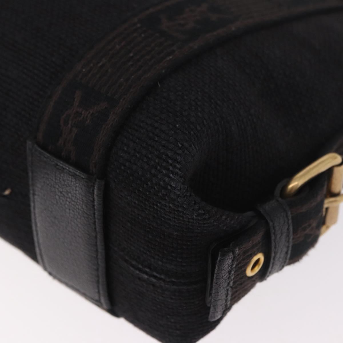 SAINT LAURENT Kahala Hand Bag Canvas Black Gold Auth 187360A
