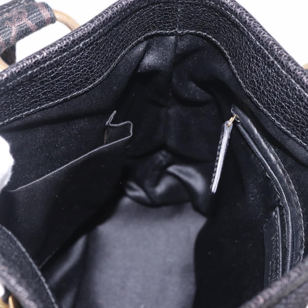 SAINT LAURENT Kahala Hand Bag Canvas Black Gold Auth 187360A
