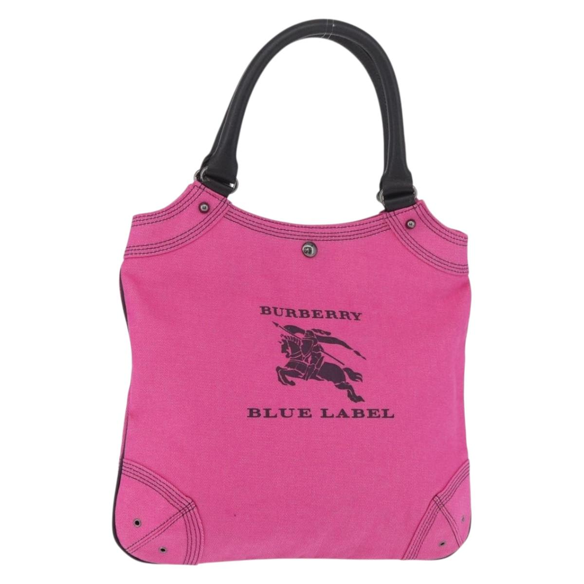 BURBERRY Blue Label Hand Bag Canvas Pink Auth 187361A