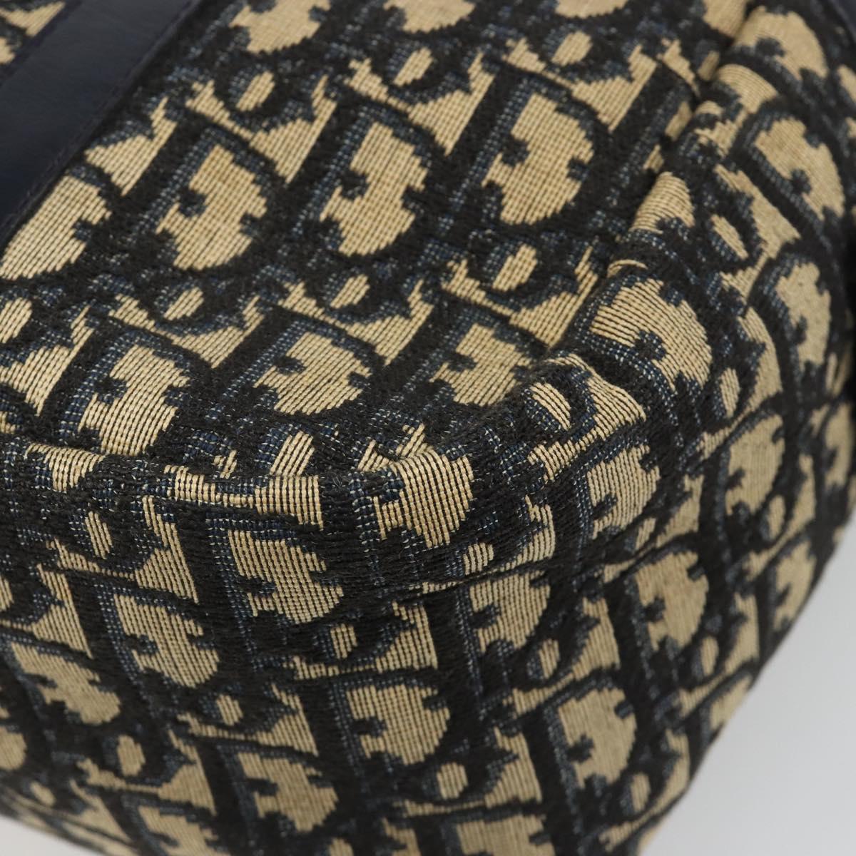 Christian Dior Trotter Canvas Mini Boston Bag Navy Gold Auth 187362A