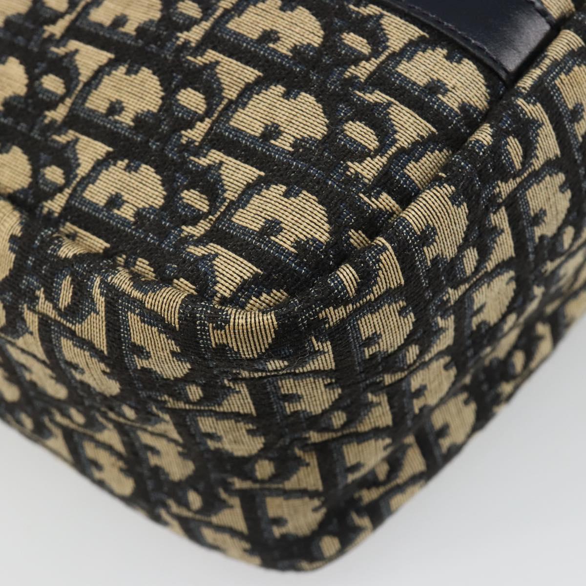 Christian Dior Trotter Canvas Mini Boston Bag Navy Gold Auth 187362A