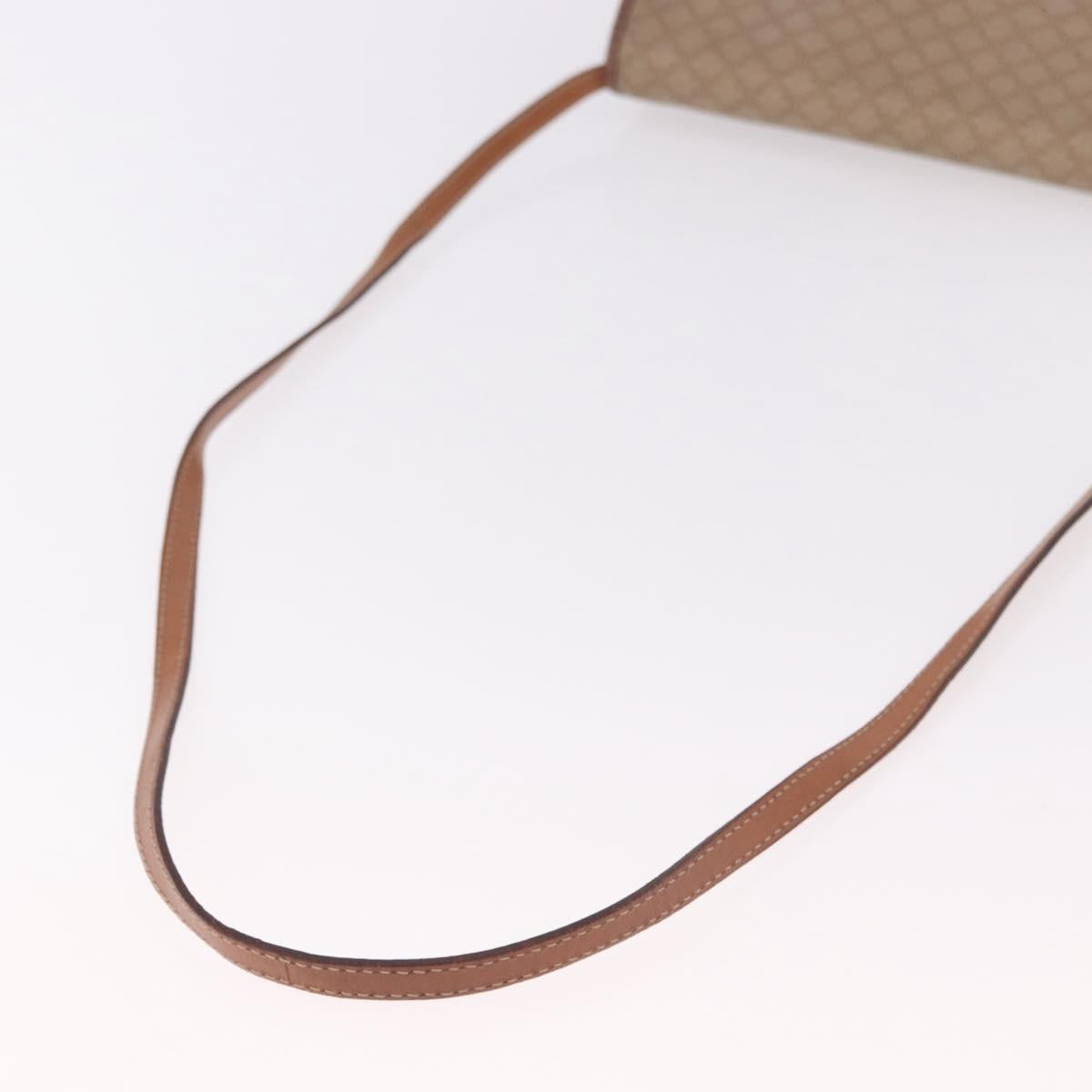 CELINE Macadam Canvas Shoulder Bag PVC Leather Beige Gold Auth 187364