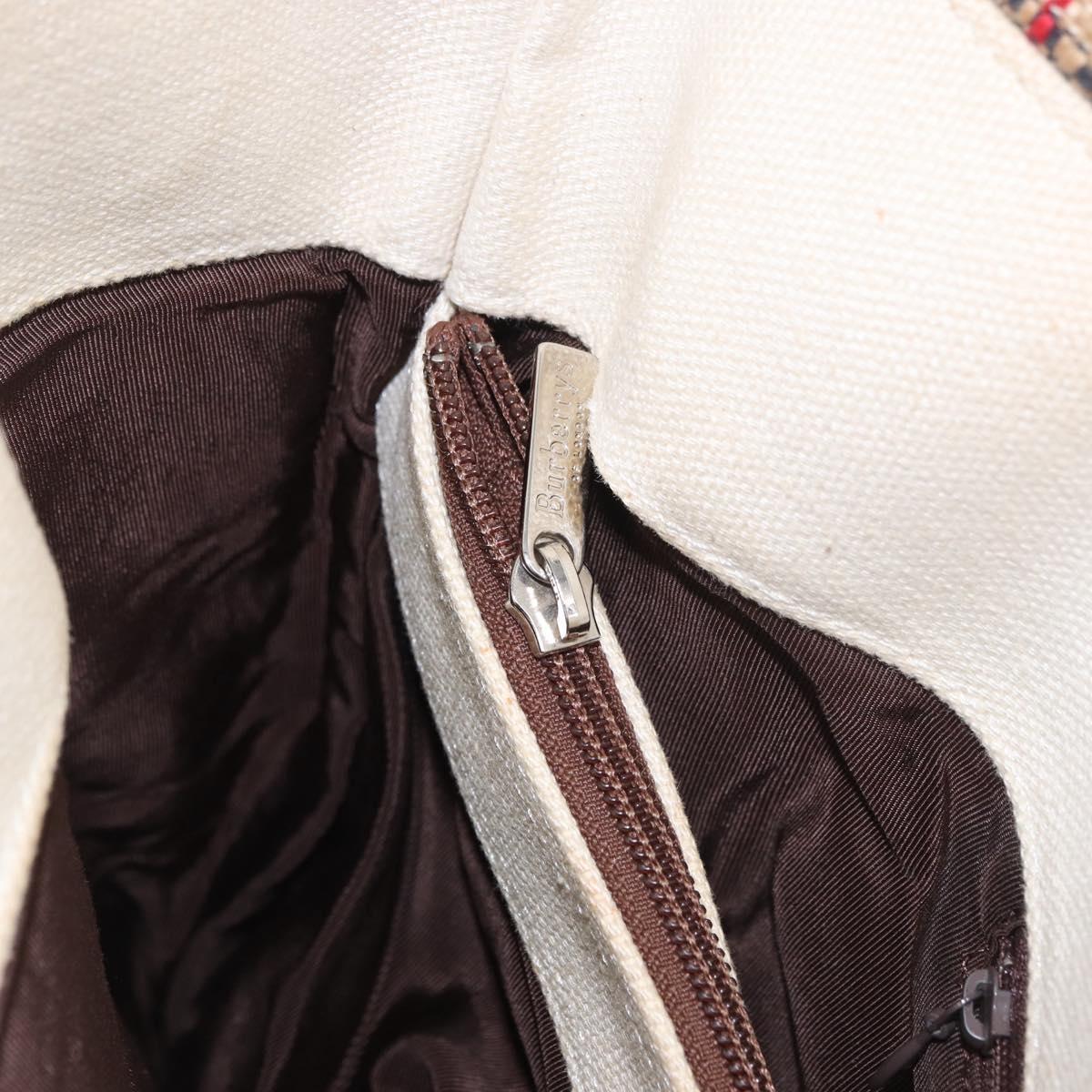Burberrys Nova Check Tote Bag Canvas Beige Silver Auth 187365A