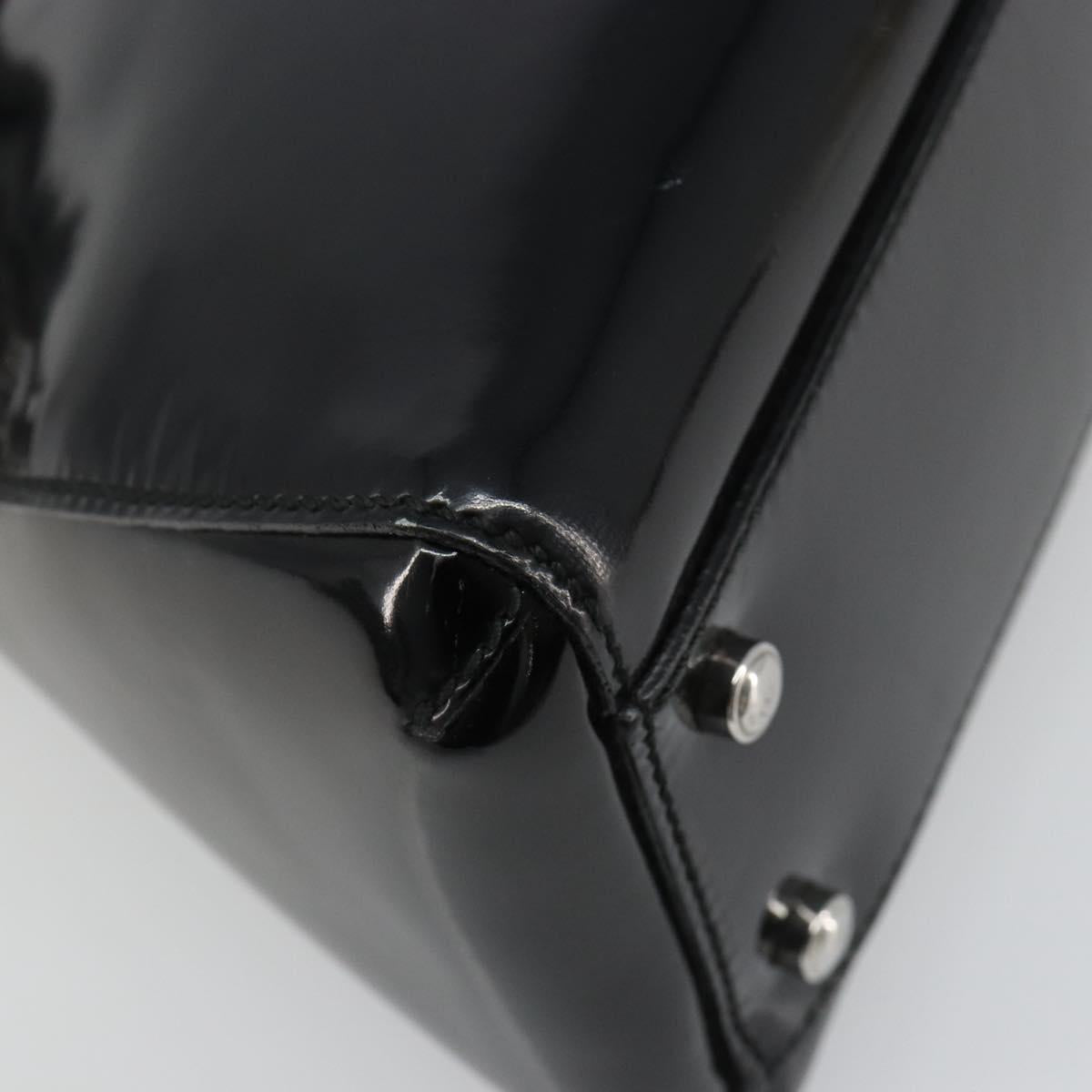 CARTIER Marcello Hand Bag Patent Leather Black Silver Auth 187367A