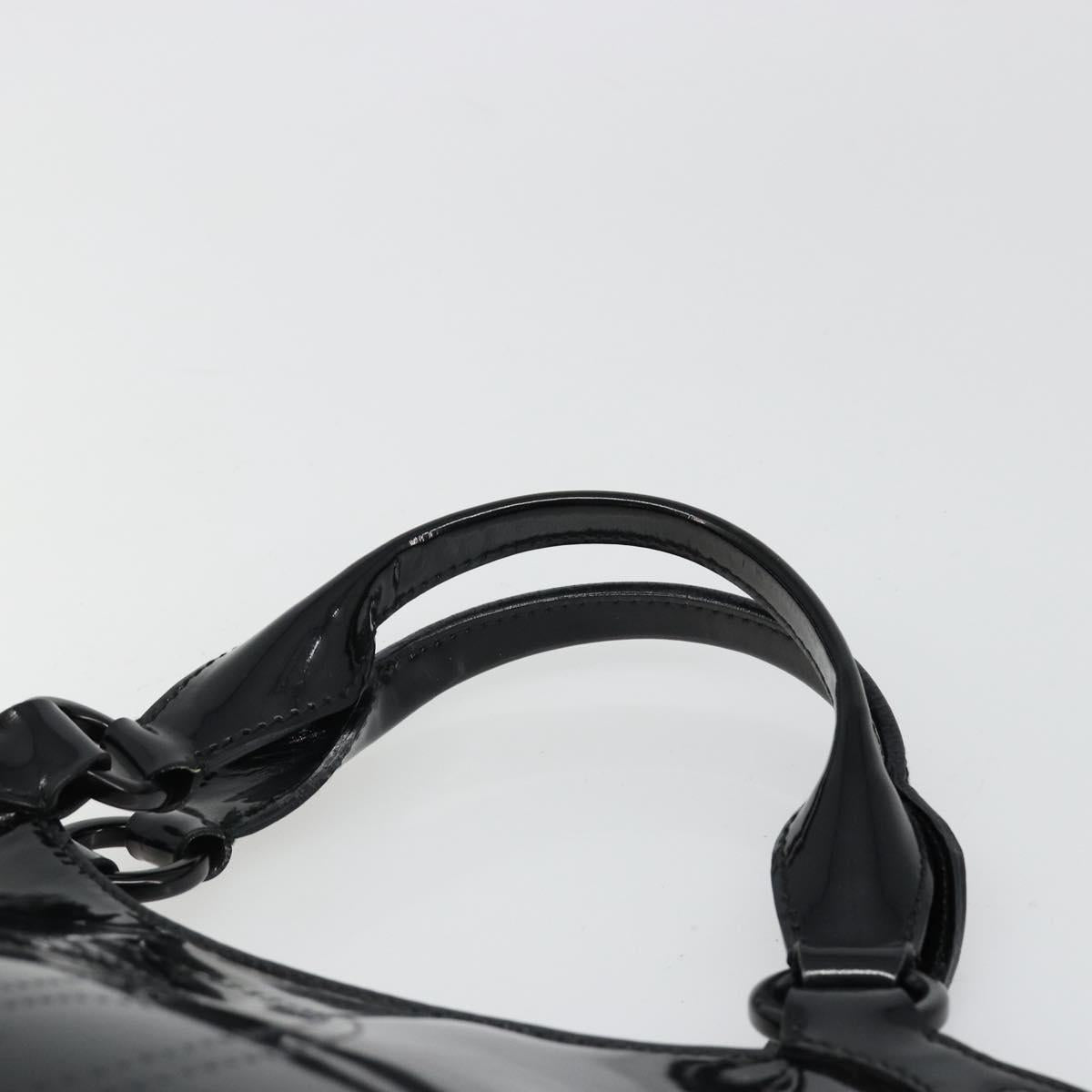 CARTIER Marcello Hand Bag Patent Leather Black Silver Auth 187367A