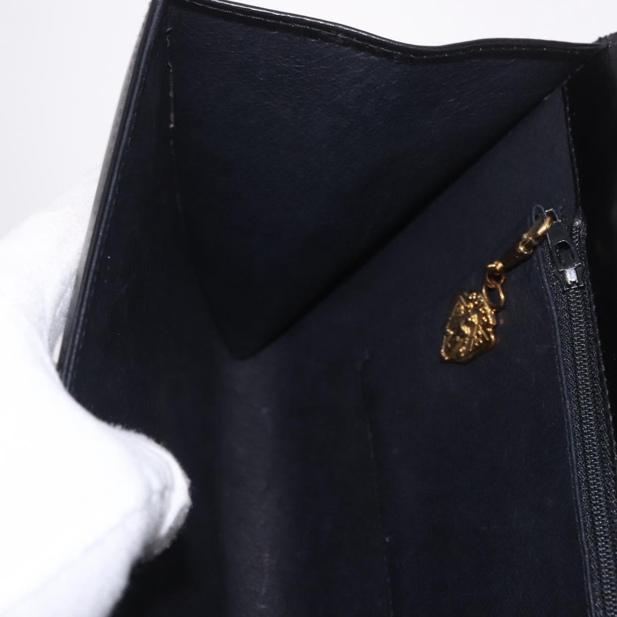 GUCCI Shoulder Bag Leather Black Gold Auth 187368