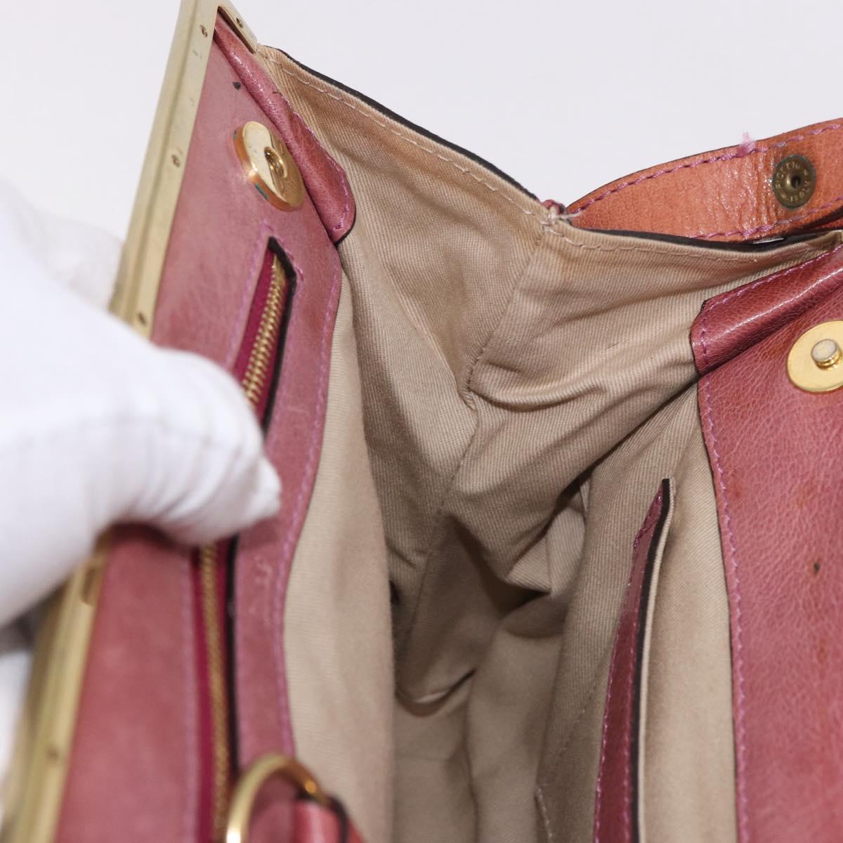 Chloe Shoulder Bag Leather Pink Gold Auth 187369