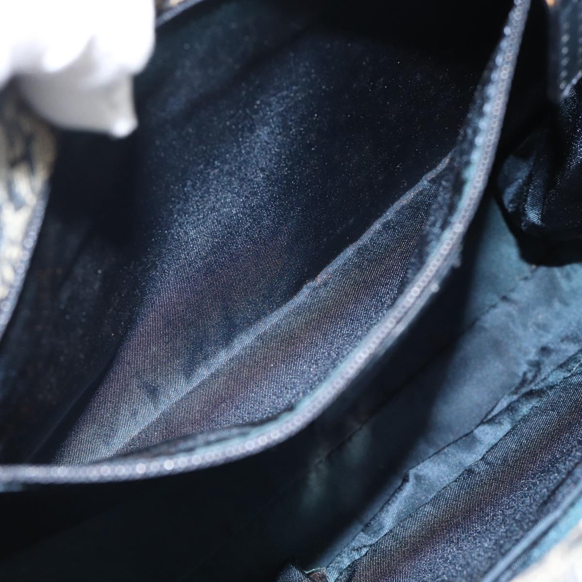 Christian Dior Trotter Canvas Hand Bag Navy Gold Auth 187370