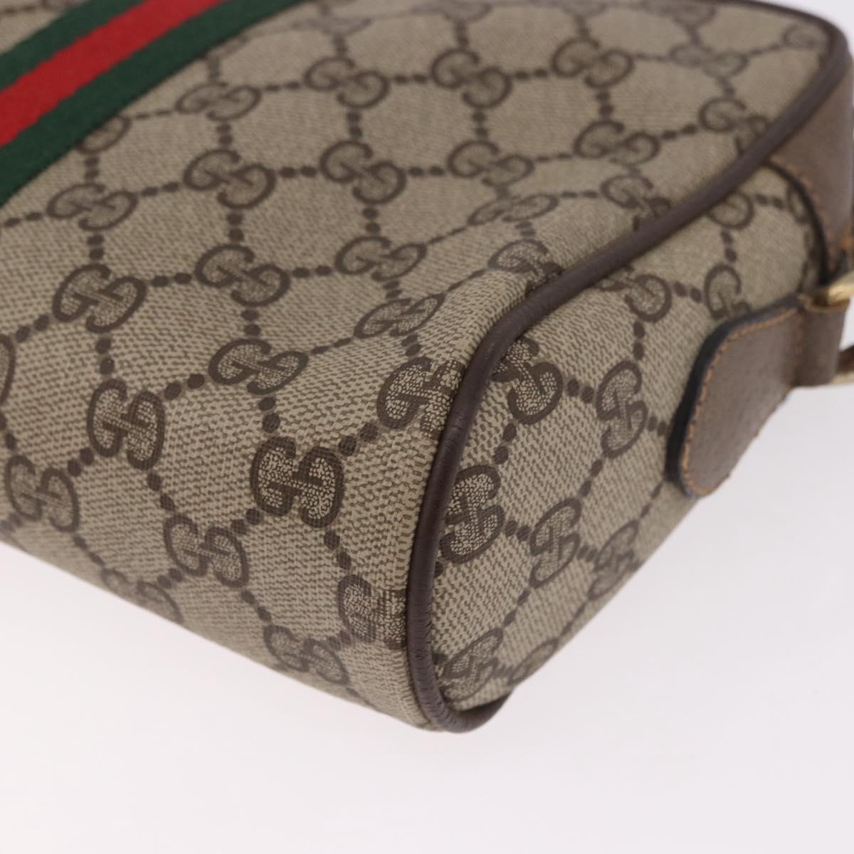 GUCCI GG Supreme Web Sherry Line Bag PVC Beige Gold 904 02 004 Auth 187372
