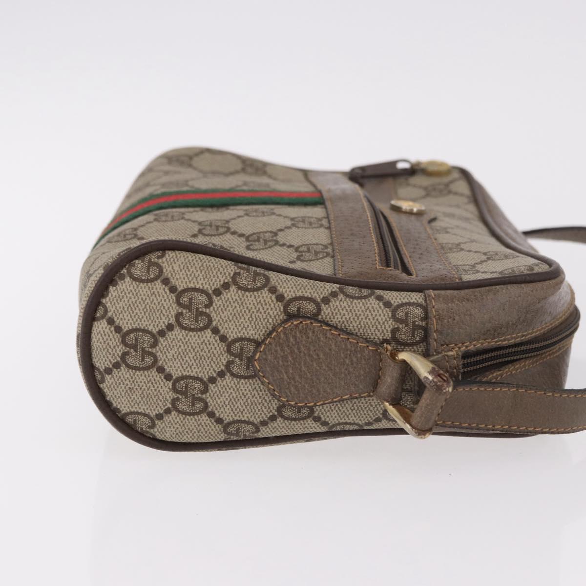 GUCCI GG Supreme Web Sherry Line Bag PVC Beige Gold 904 02 004 Auth 187372