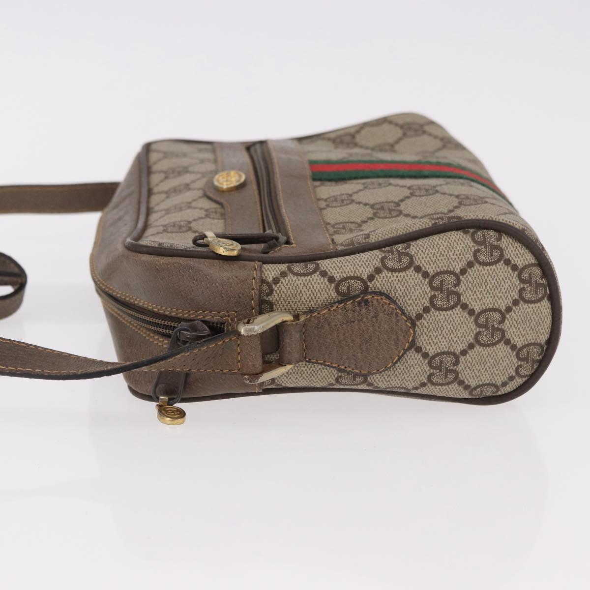 GUCCI GG Supreme Web Sherry Line Bag PVC Beige Gold 904 02 004 Auth 187372