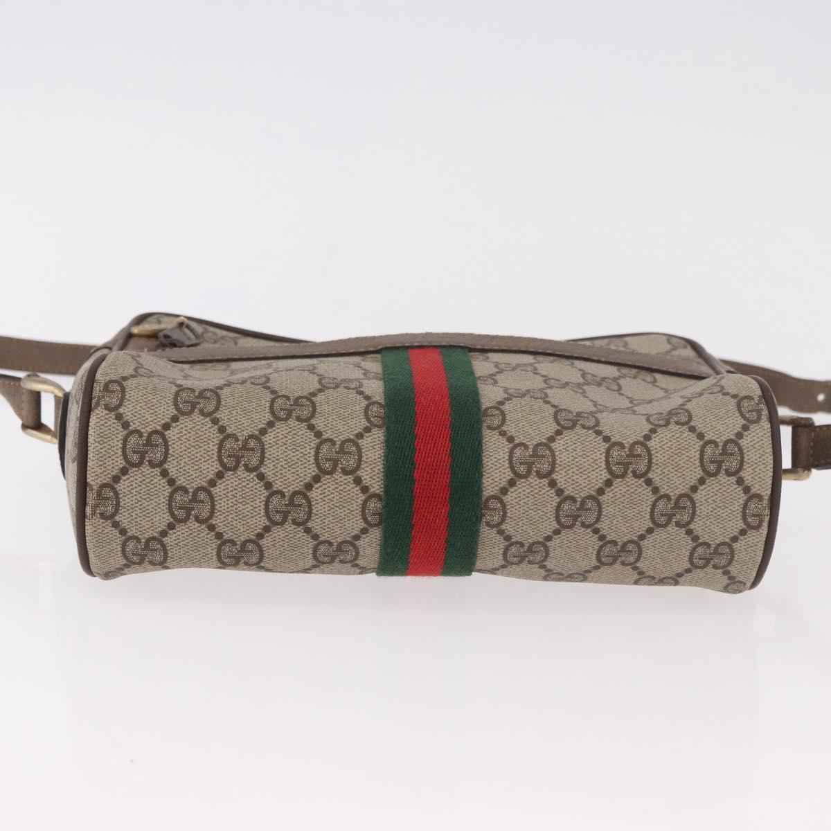 GUCCI GG Supreme Web Sherry Line Bag PVC Beige Gold 904 02 004 Auth 187372