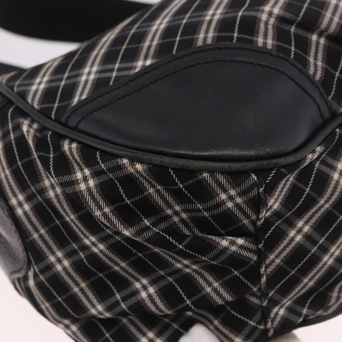 BURBERRY Nova Check Blue Label Hand Bag Canvas 2way Black Gold Auth 187373