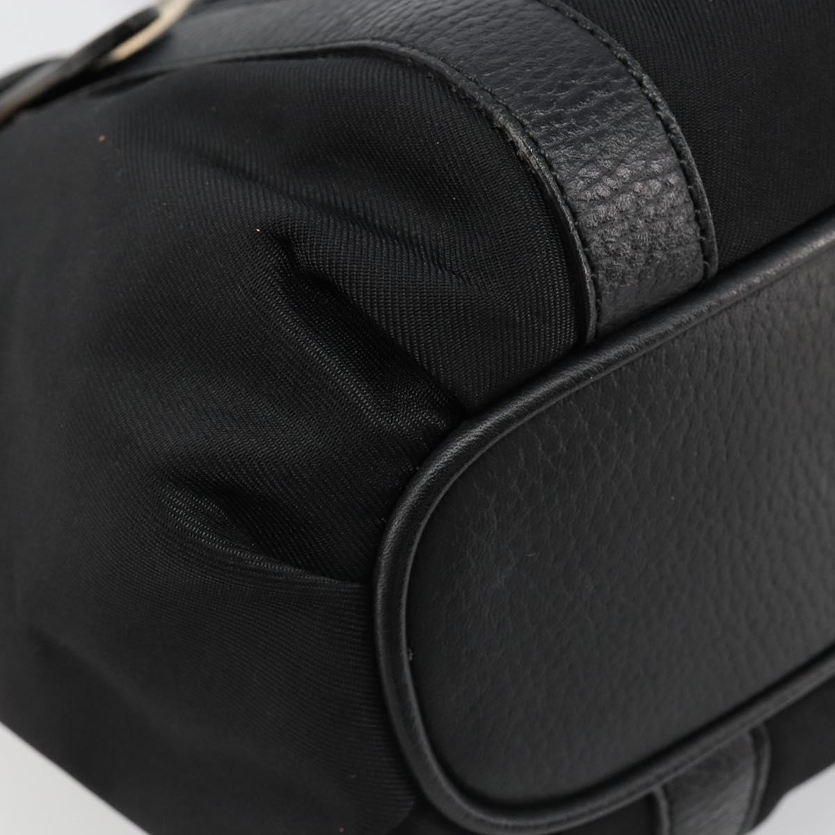 BURBERRY Nova Check Hand Bag Nylon Beige Black Silver Auth 187375A