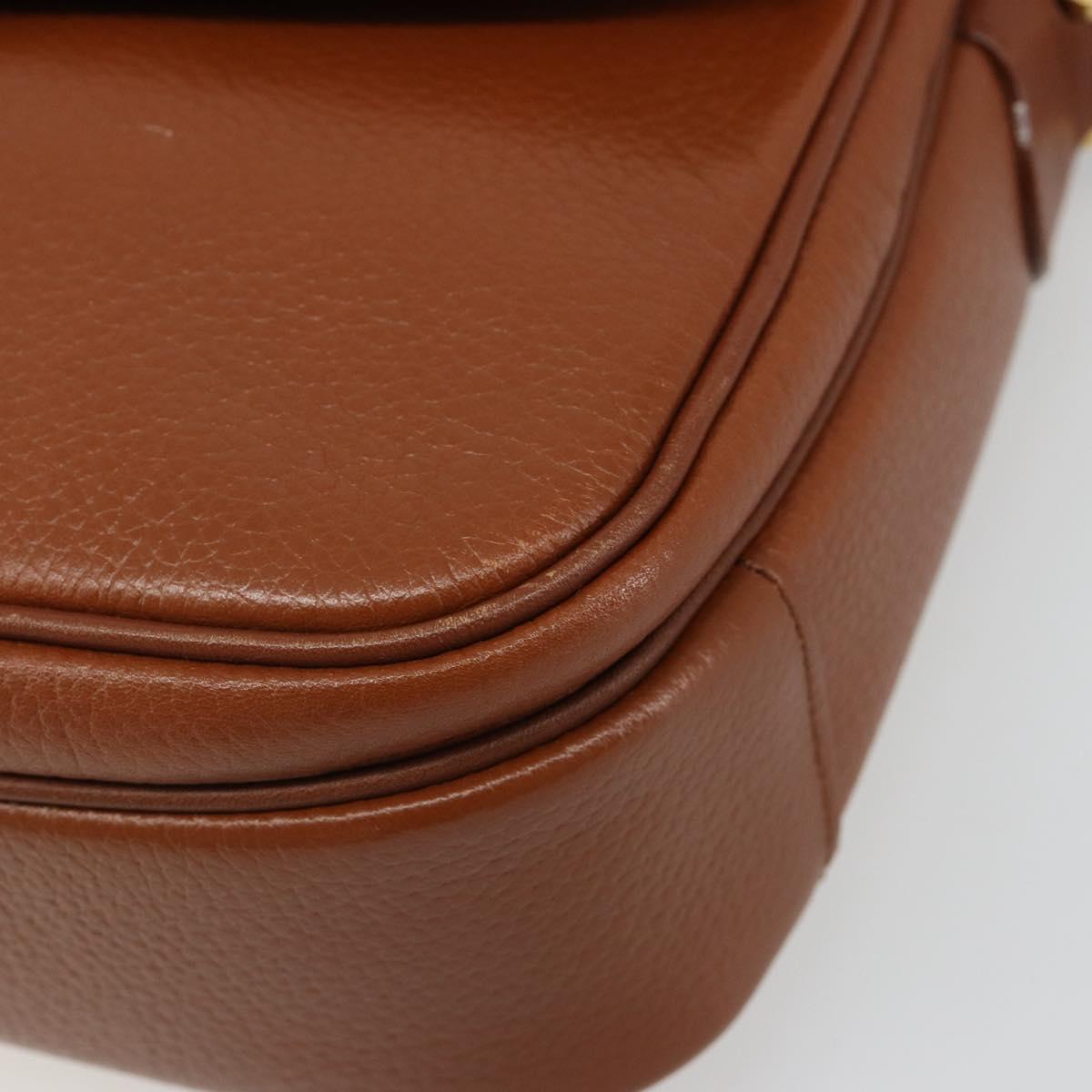 Burberrys Shoulder Bag Leather Brown Gold Auth 187376