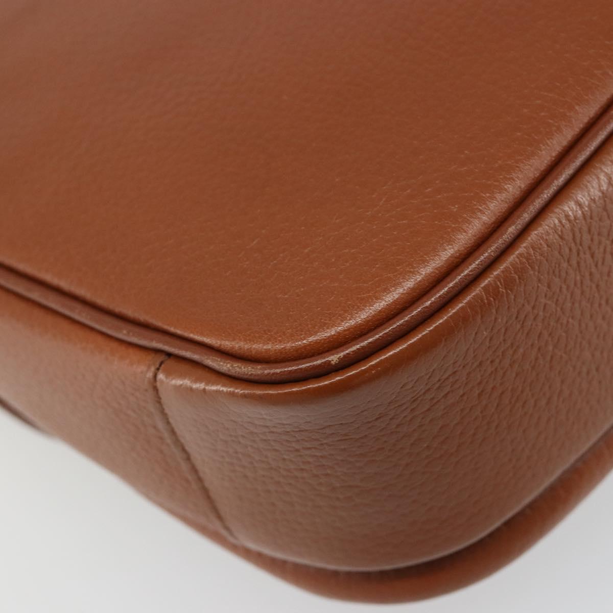 Burberrys Shoulder Bag Leather Brown Gold Auth 187376