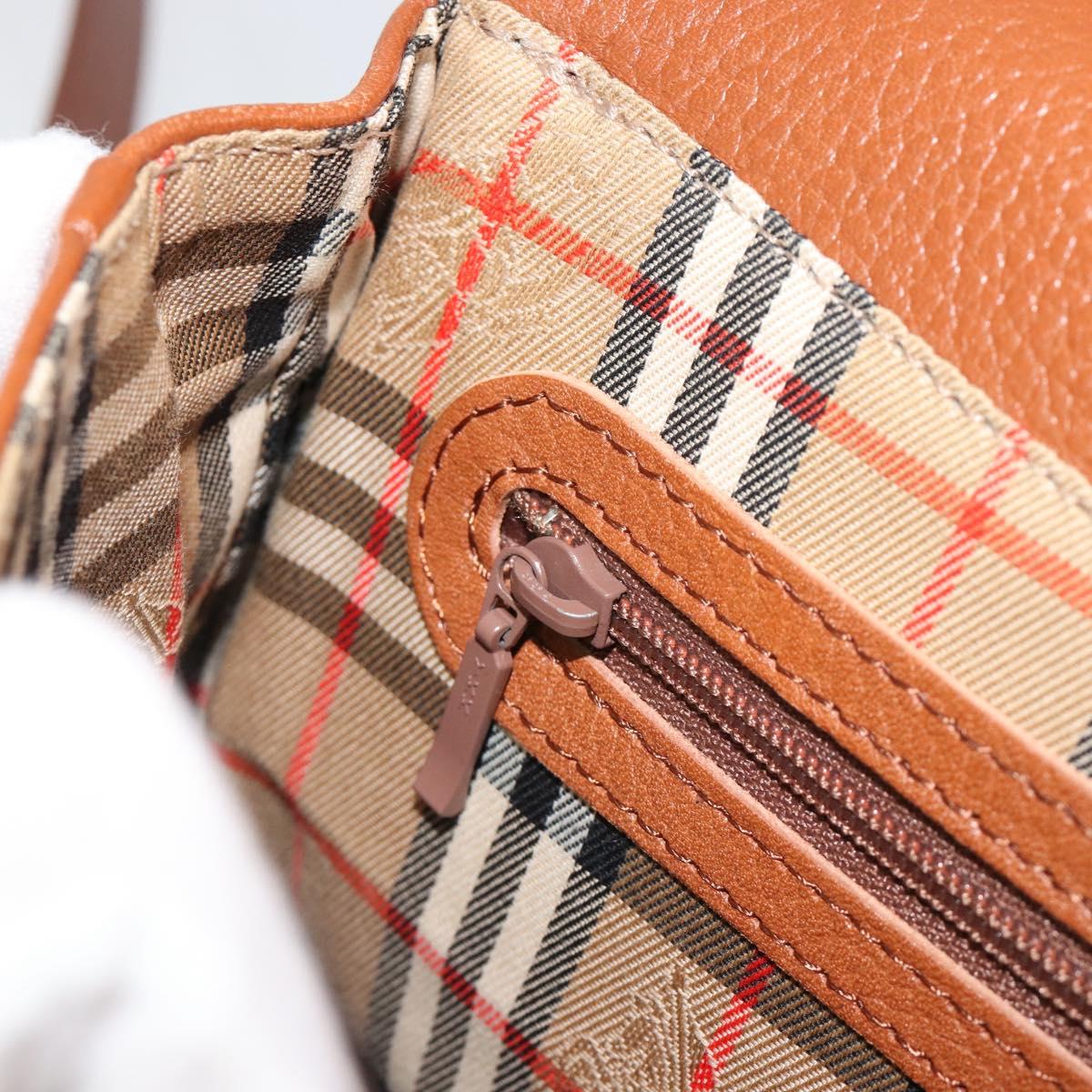 Burberrys Shoulder Bag Leather Brown Gold Auth 187376