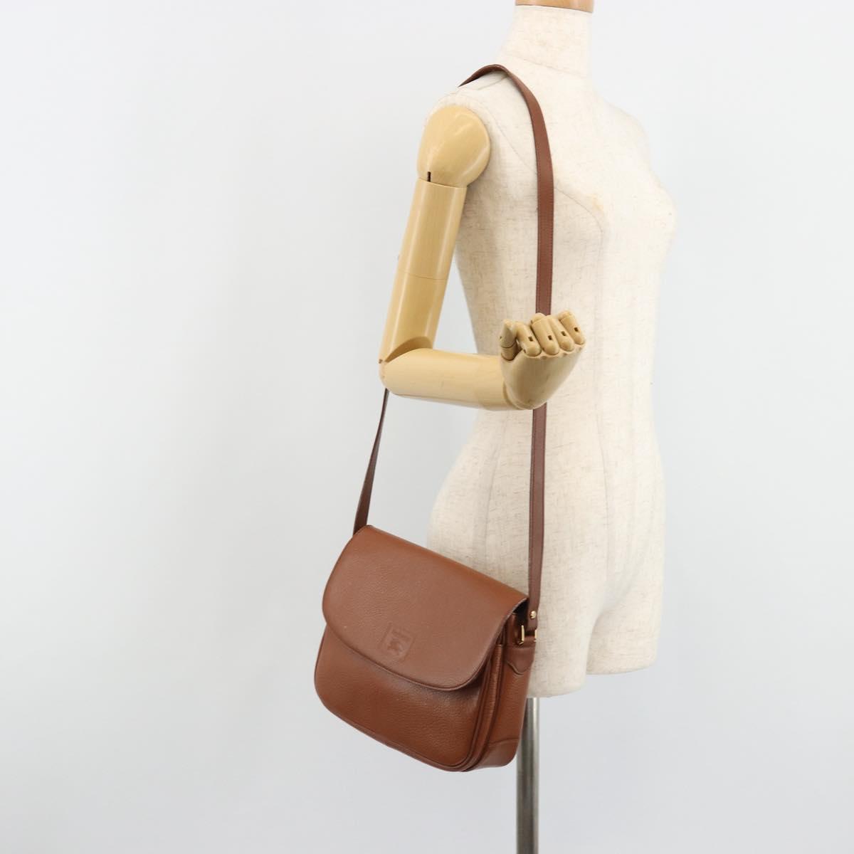Burberrys Shoulder Bag Leather Brown Gold Auth 187376