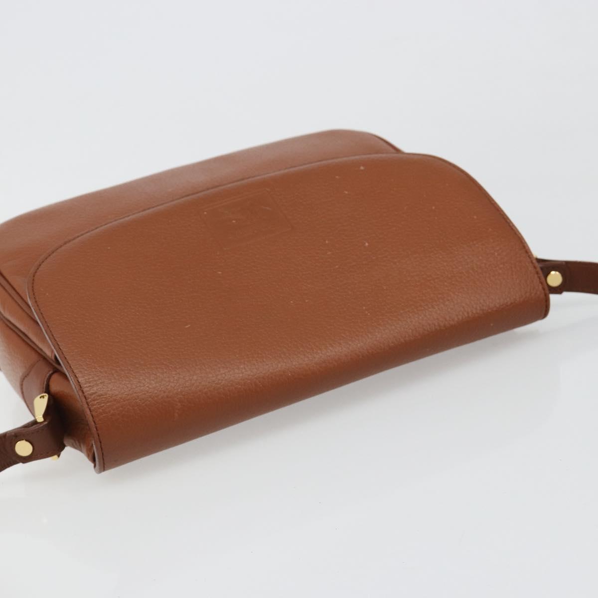 Burberrys Shoulder Bag Leather Brown Gold Auth 187376