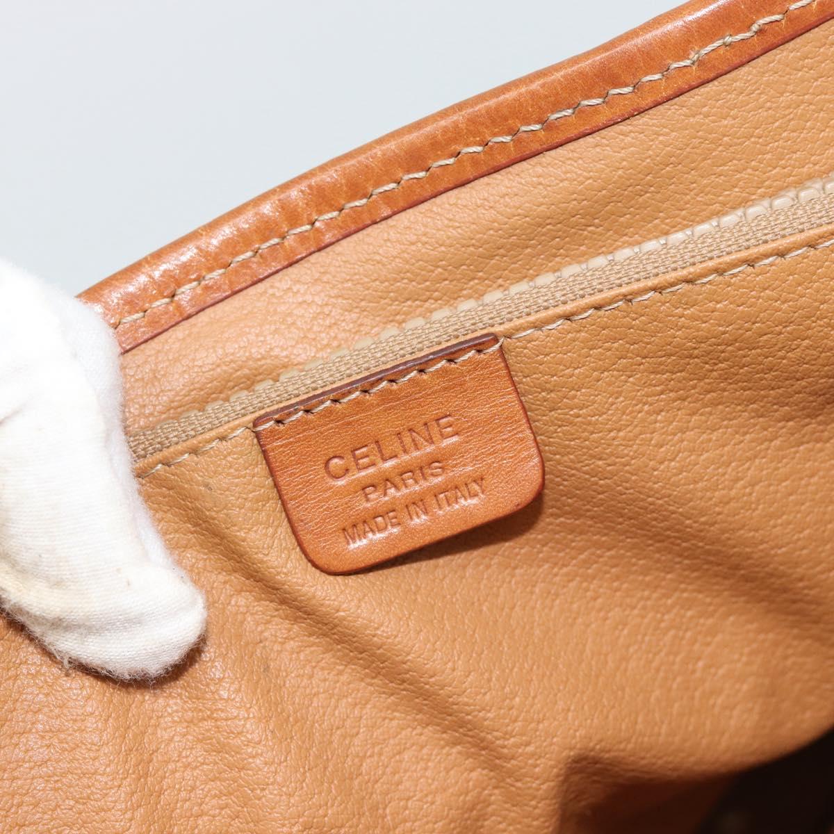 CELINE Macadam Canvas Hand Bag PVC Leather Brown Gold Auth 187377