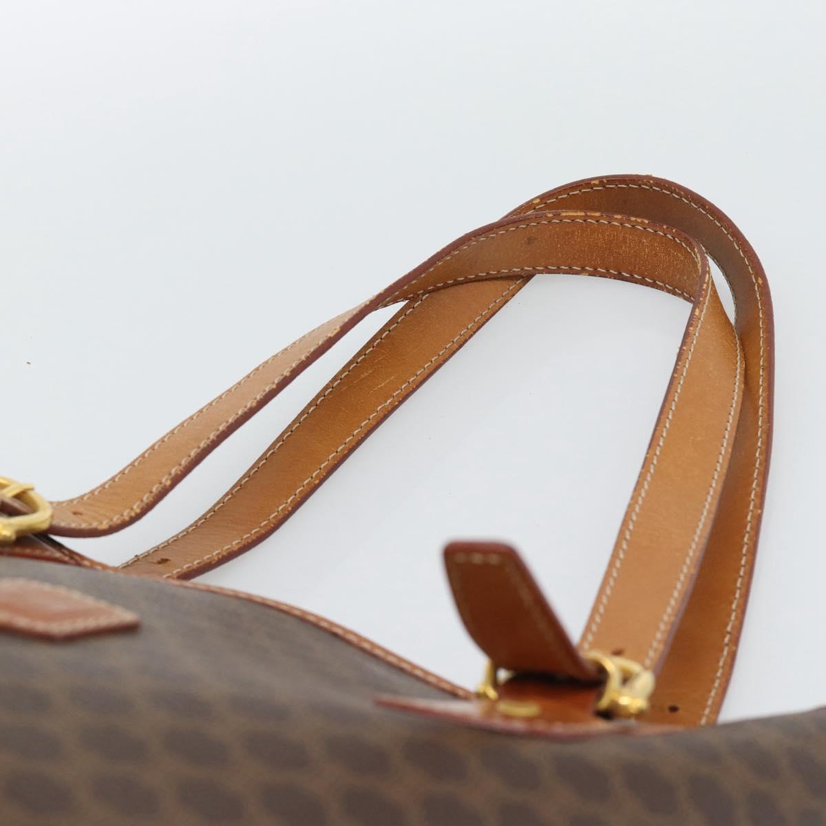 CELINE Macadam Canvas Hand Bag PVC Leather Brown Gold Auth 187377