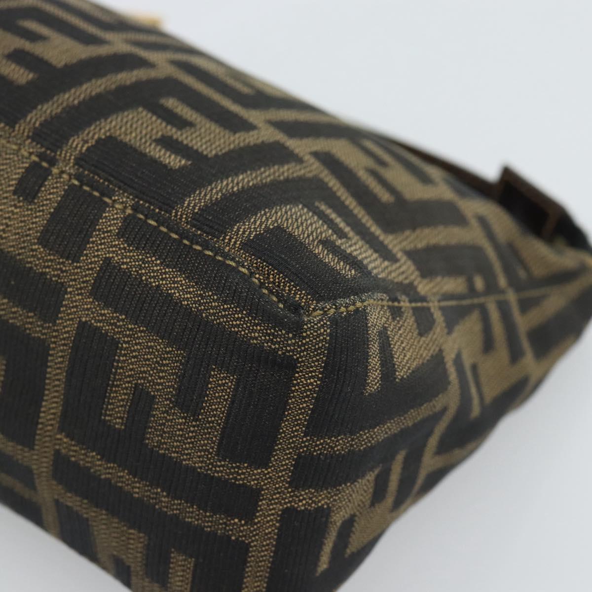 FENDI Zucca Canvas Pouch Black Brown Auth 187379