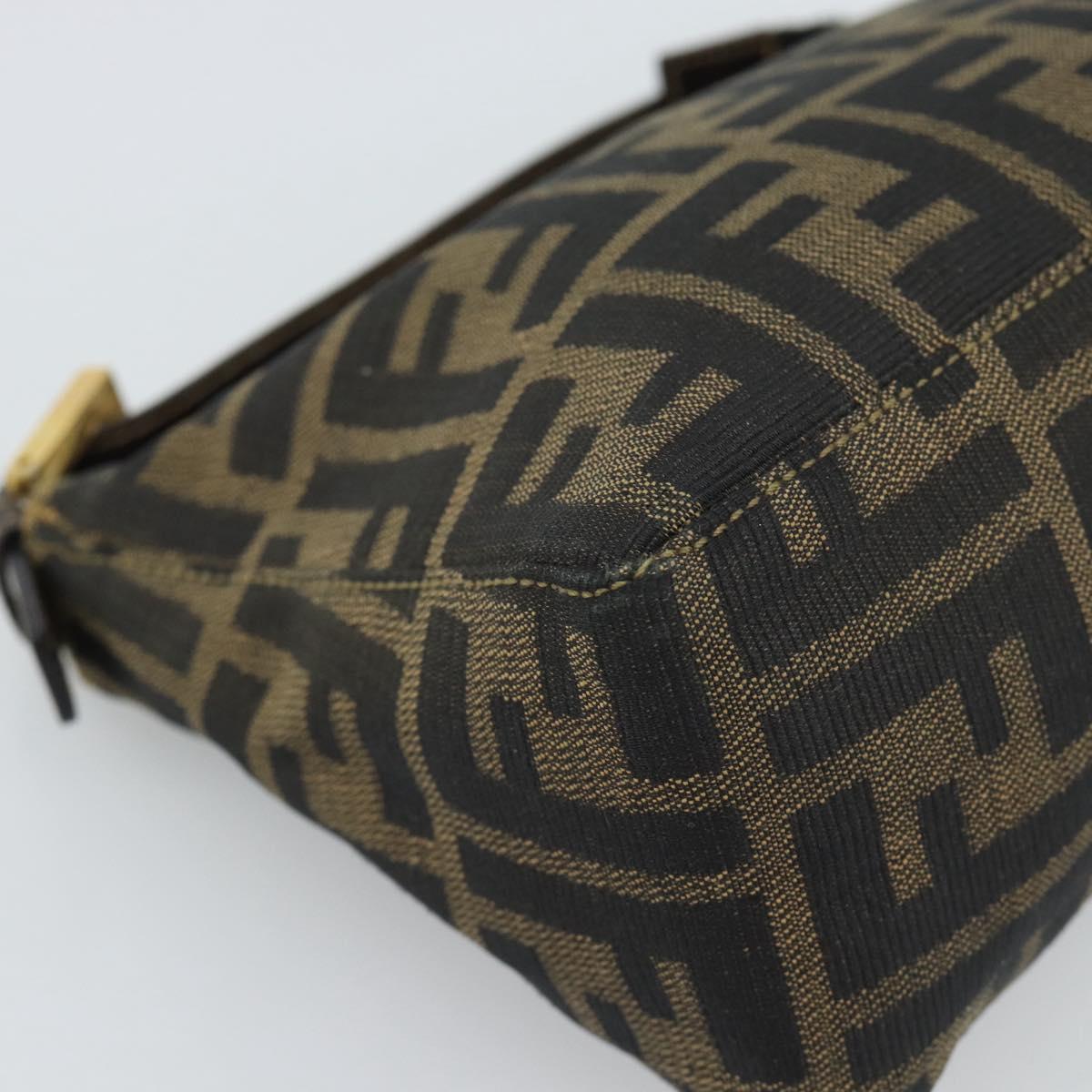 FENDI Zucca Canvas Pouch Black Brown Auth 187379