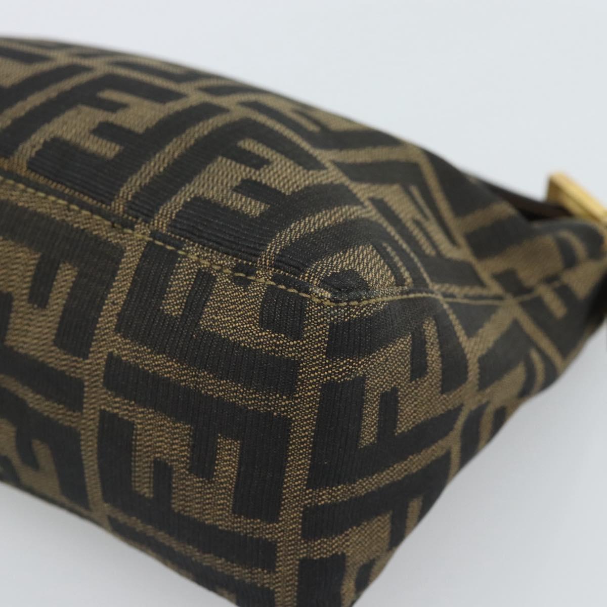FENDI Zucca Canvas Pouch Black Brown Auth 187379