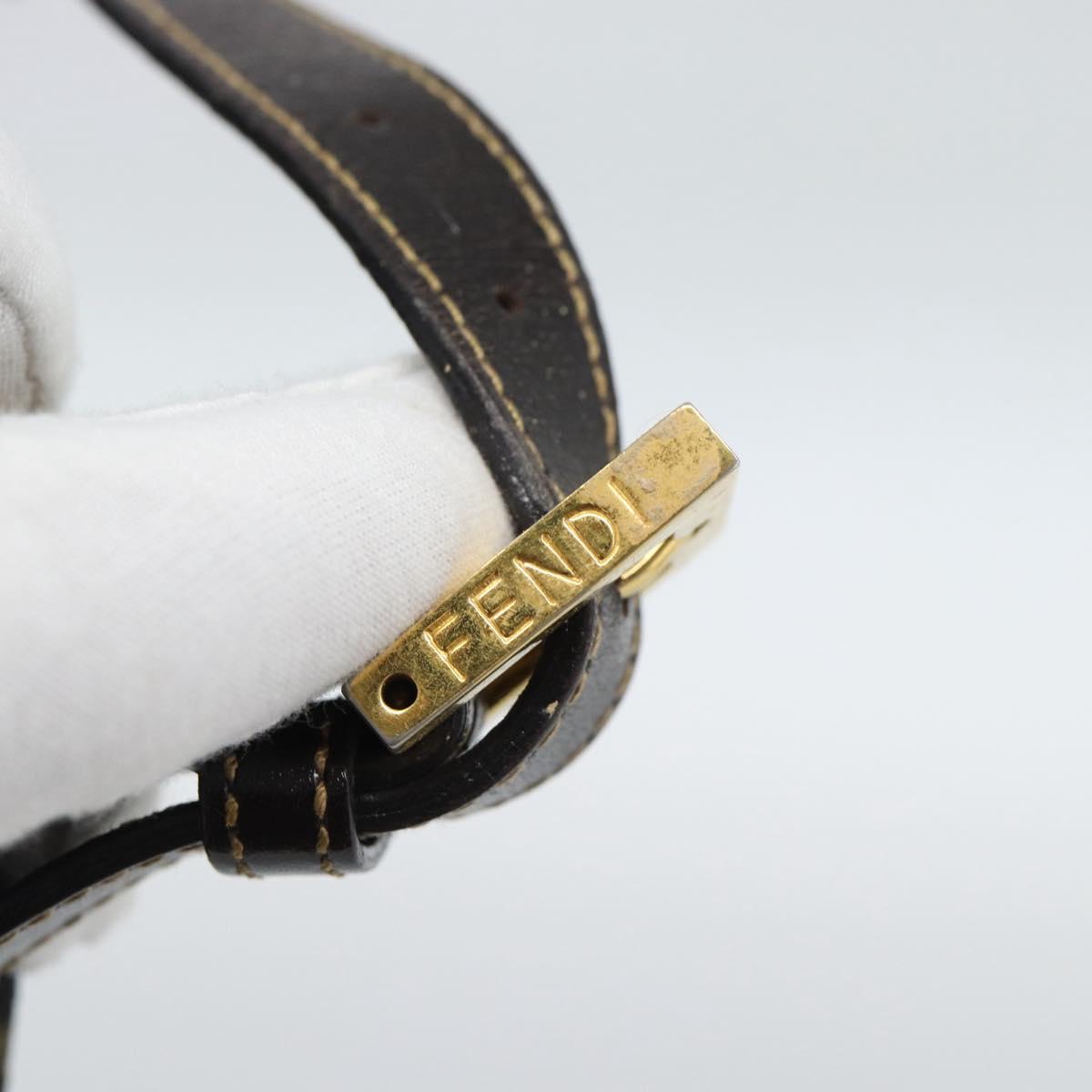 FENDI Zucca Canvas Pouch Black Brown Auth 187379