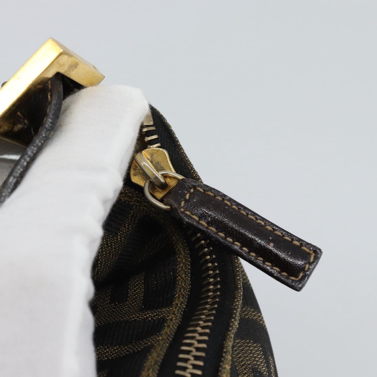 FENDI Zucca Canvas Pouch Black Brown Auth 187379