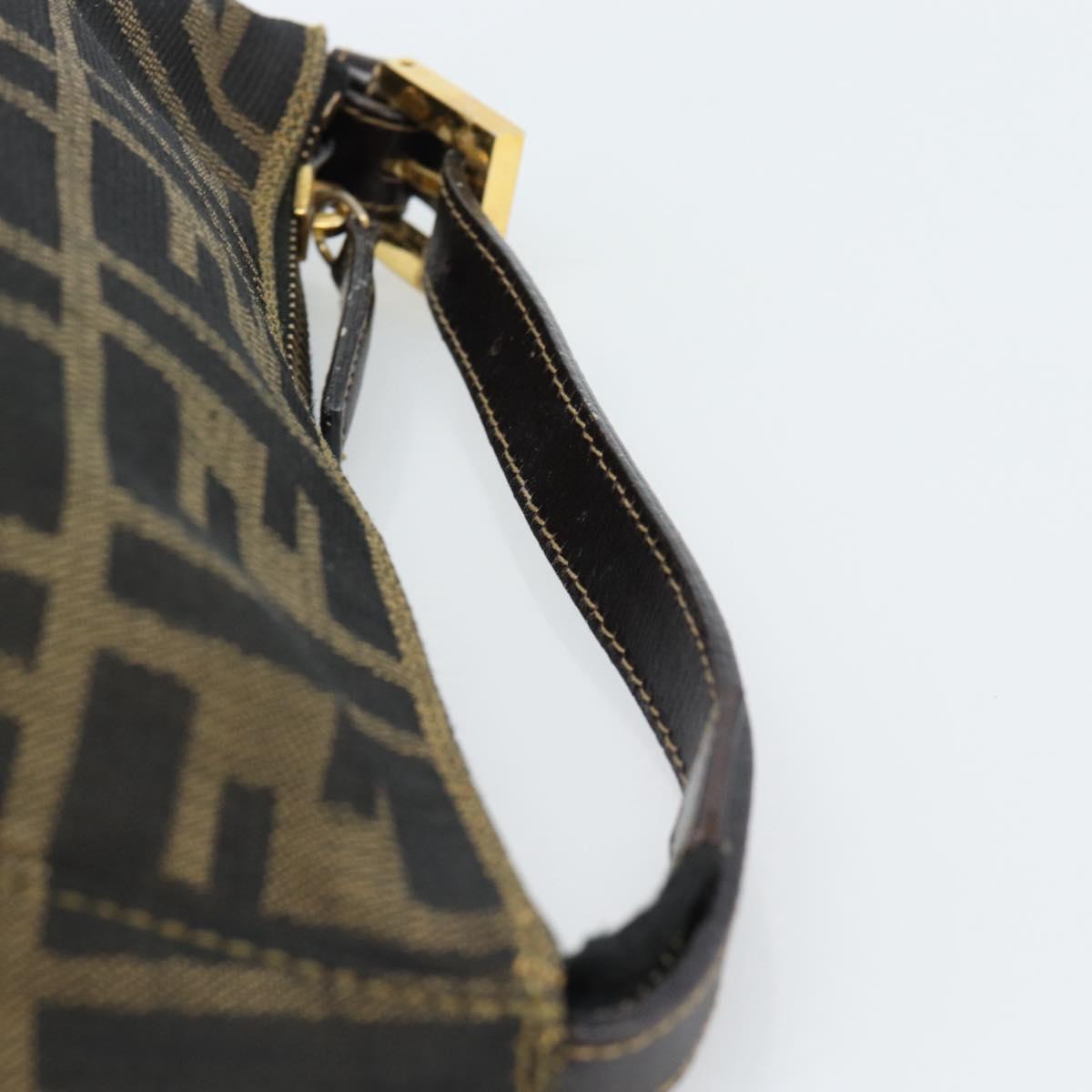 FENDI Zucca Canvas Pouch Black Brown Auth 187379