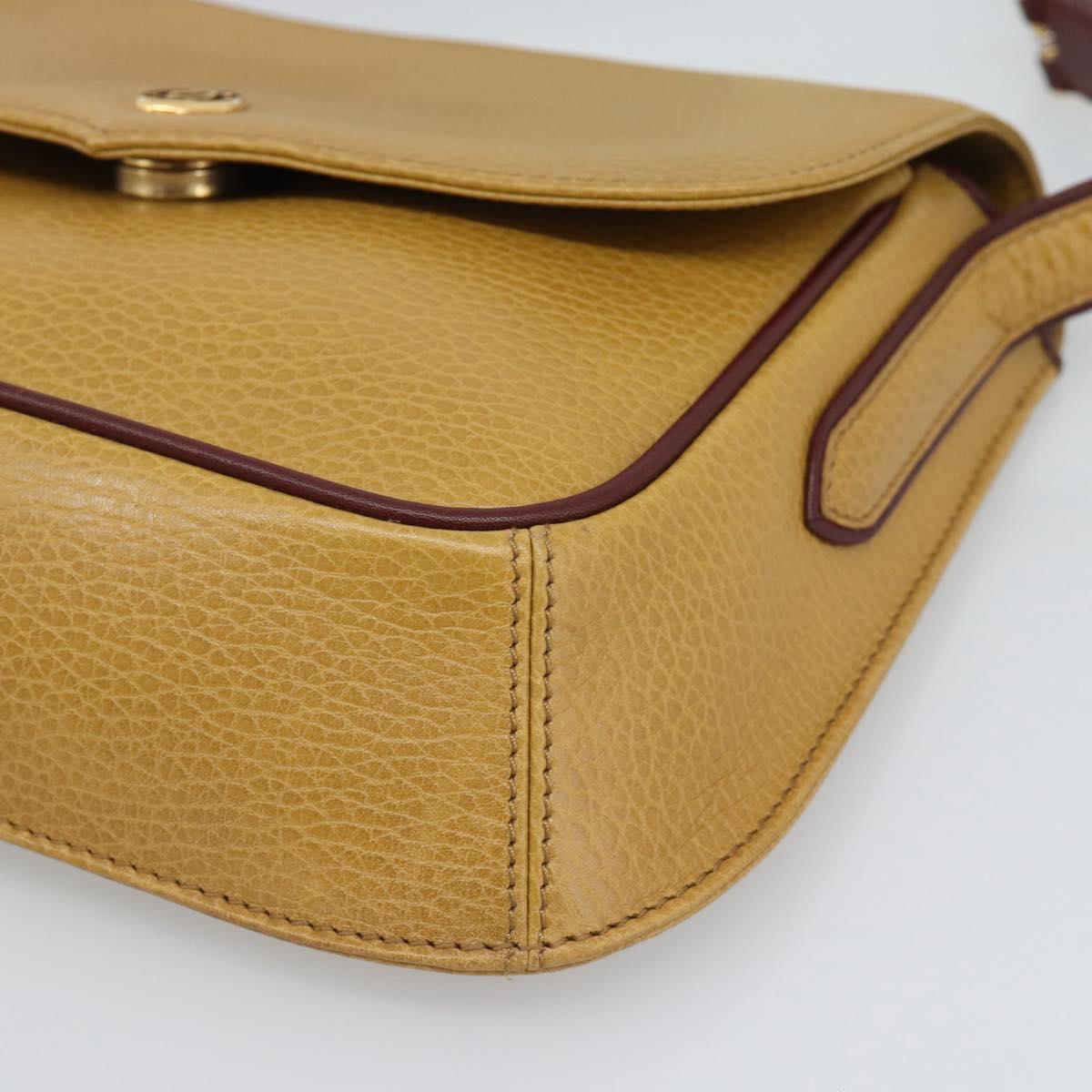 CARTIER Shoulder Bag Leather Yellow Gold Auth 187380