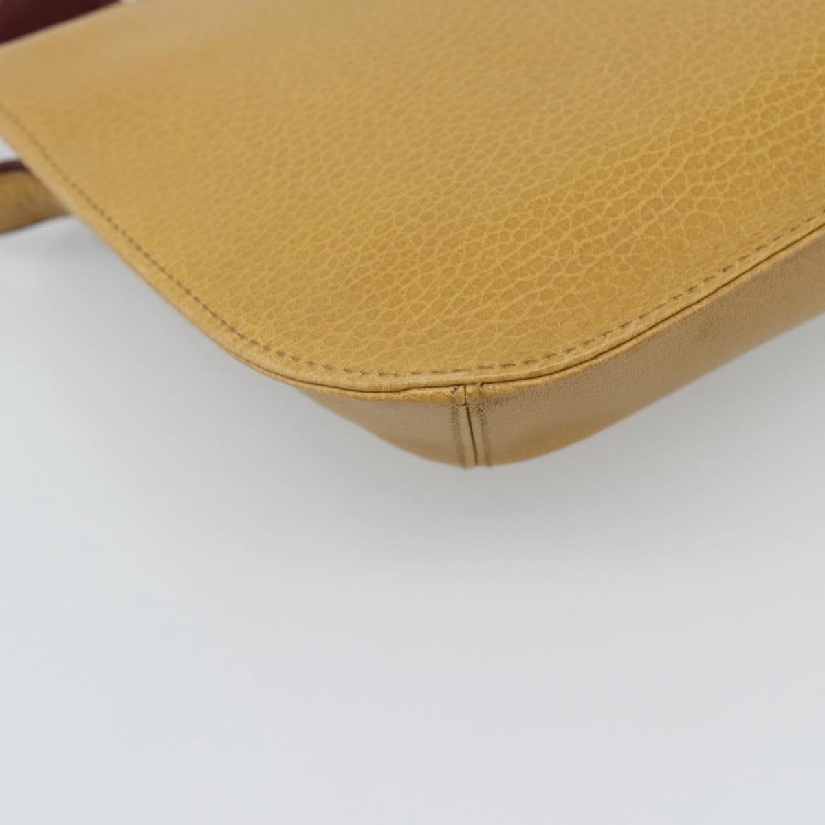 CARTIER Shoulder Bag Leather Yellow Gold Auth 187380