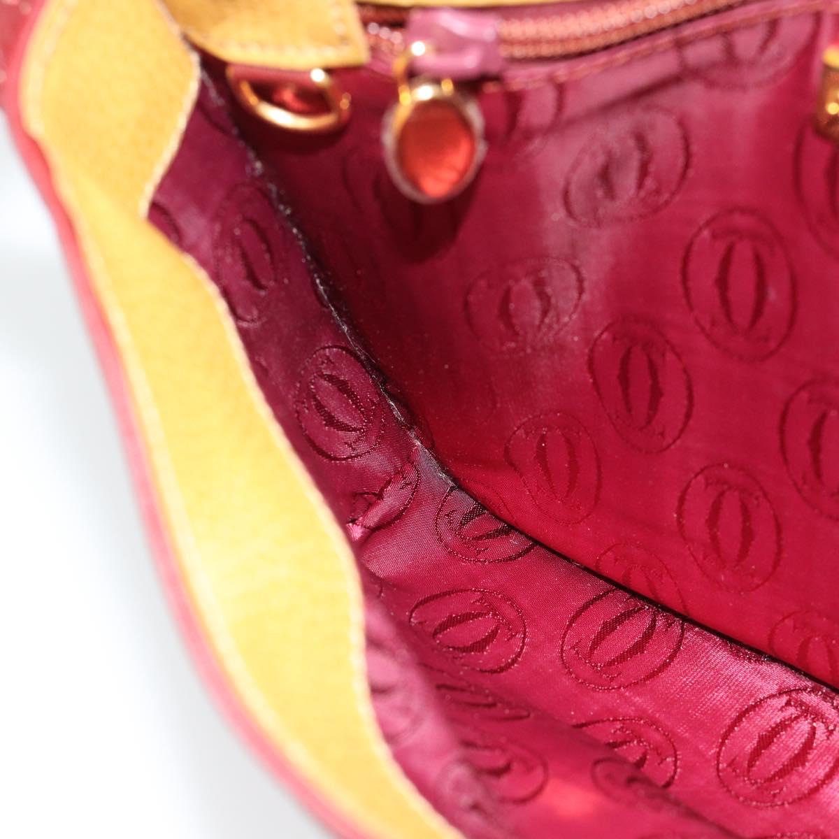 CARTIER Shoulder Bag Leather Yellow Gold Auth 187380