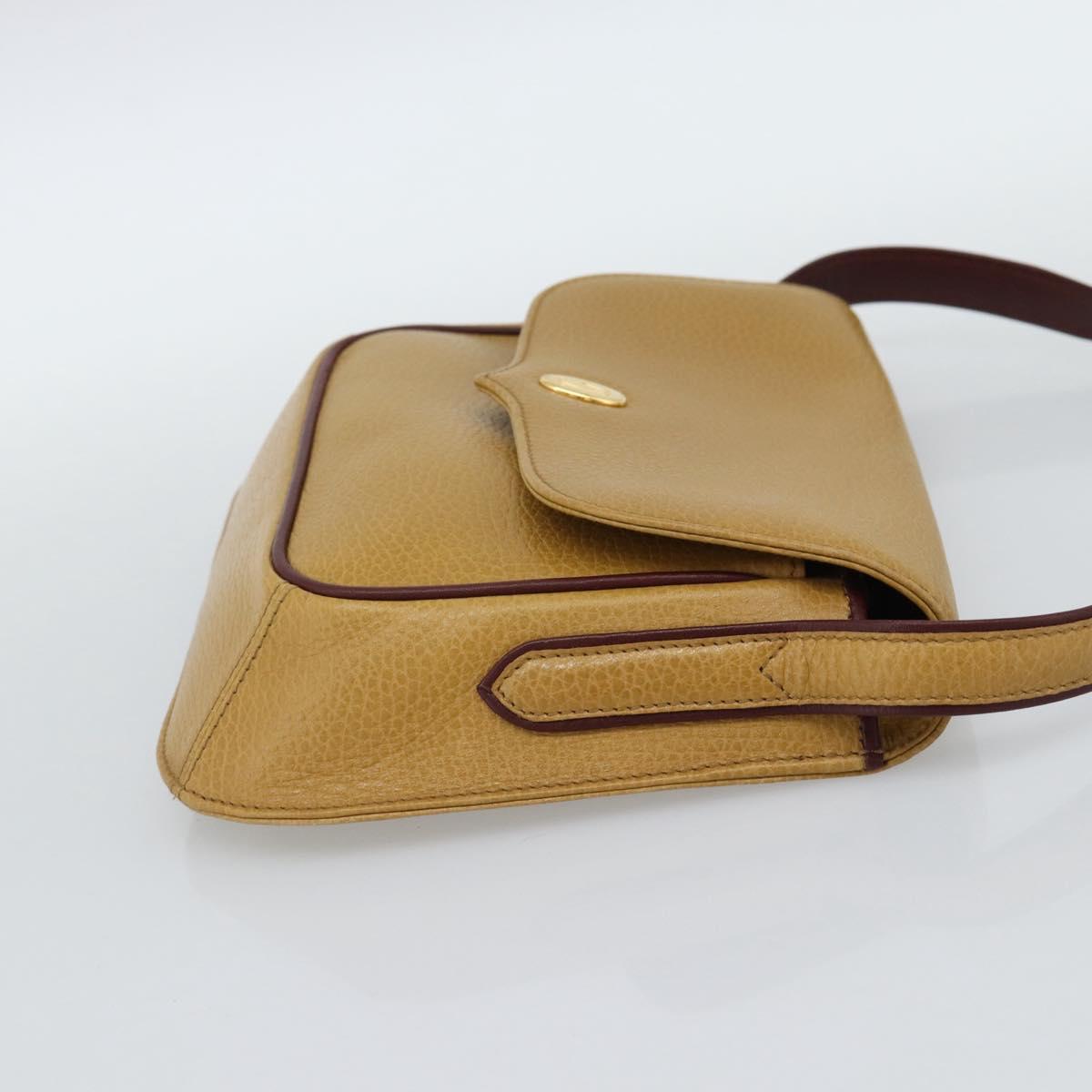 CARTIER Shoulder Bag Leather Yellow Gold Auth 187380