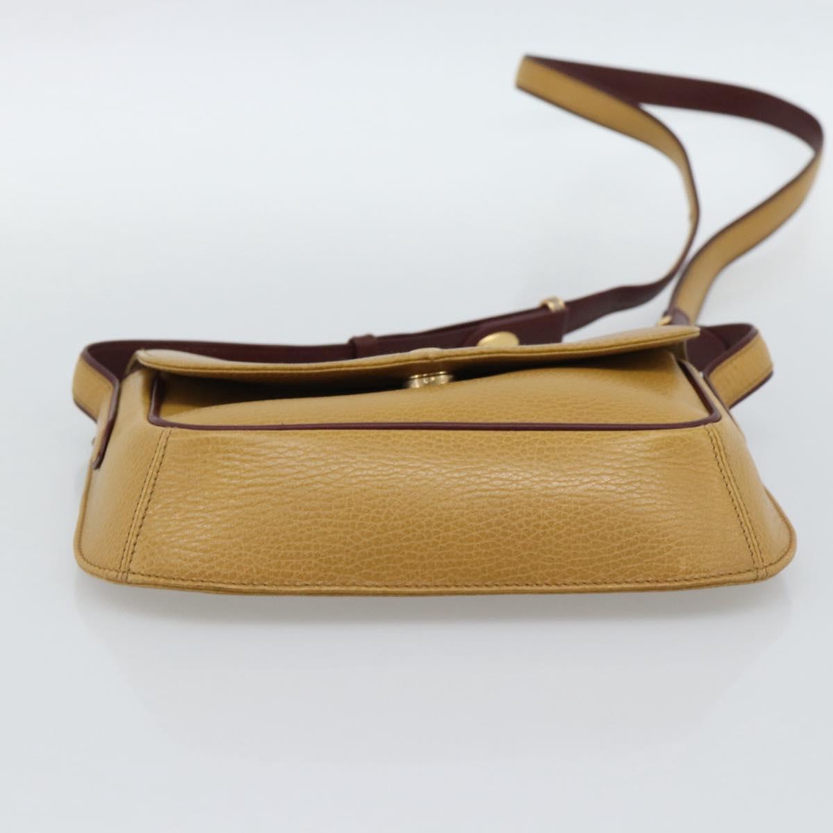 CARTIER Shoulder Bag Leather Yellow Gold Auth 187380