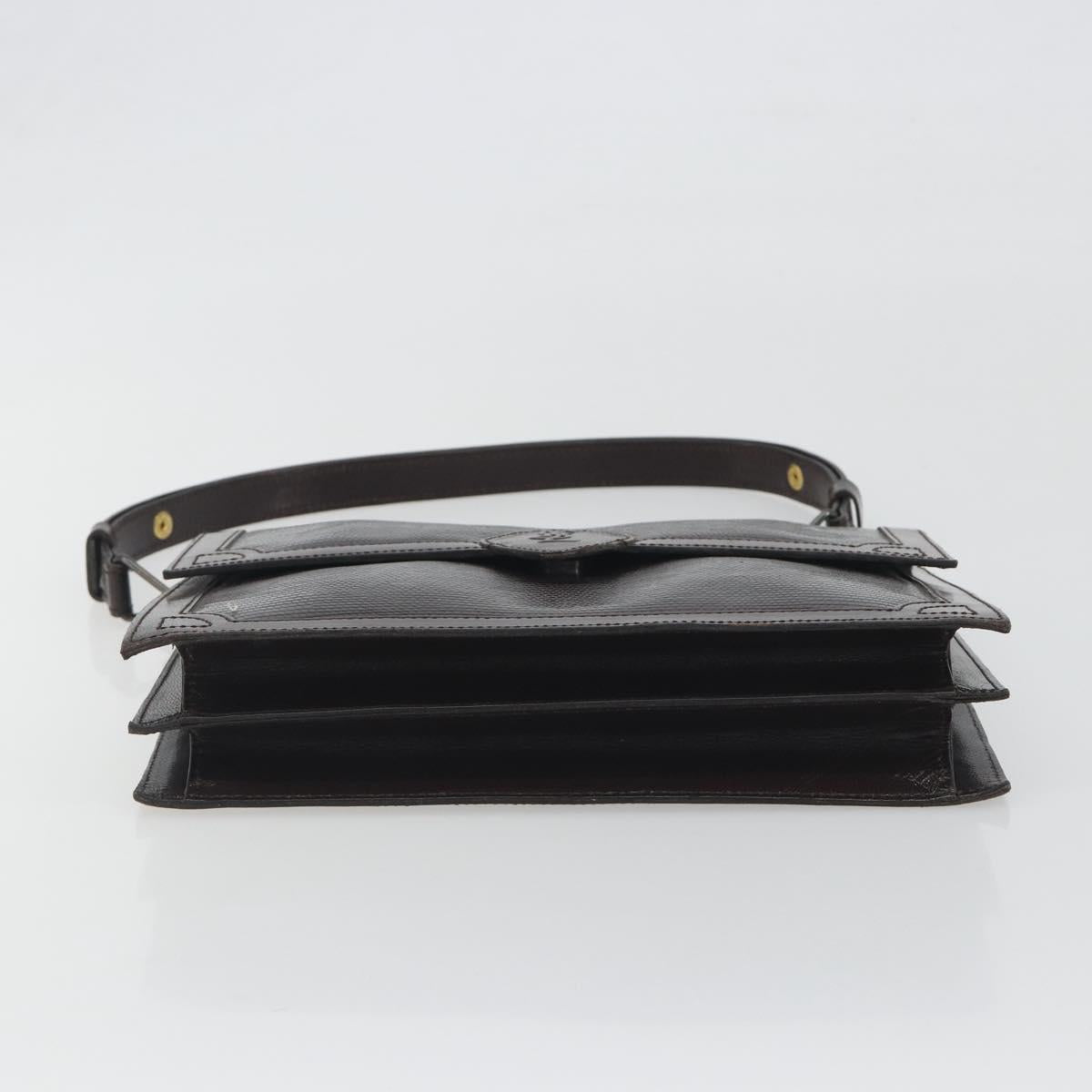 SAINT LAURENT Shoulder Bag Leather Brown Gold Auth 187382