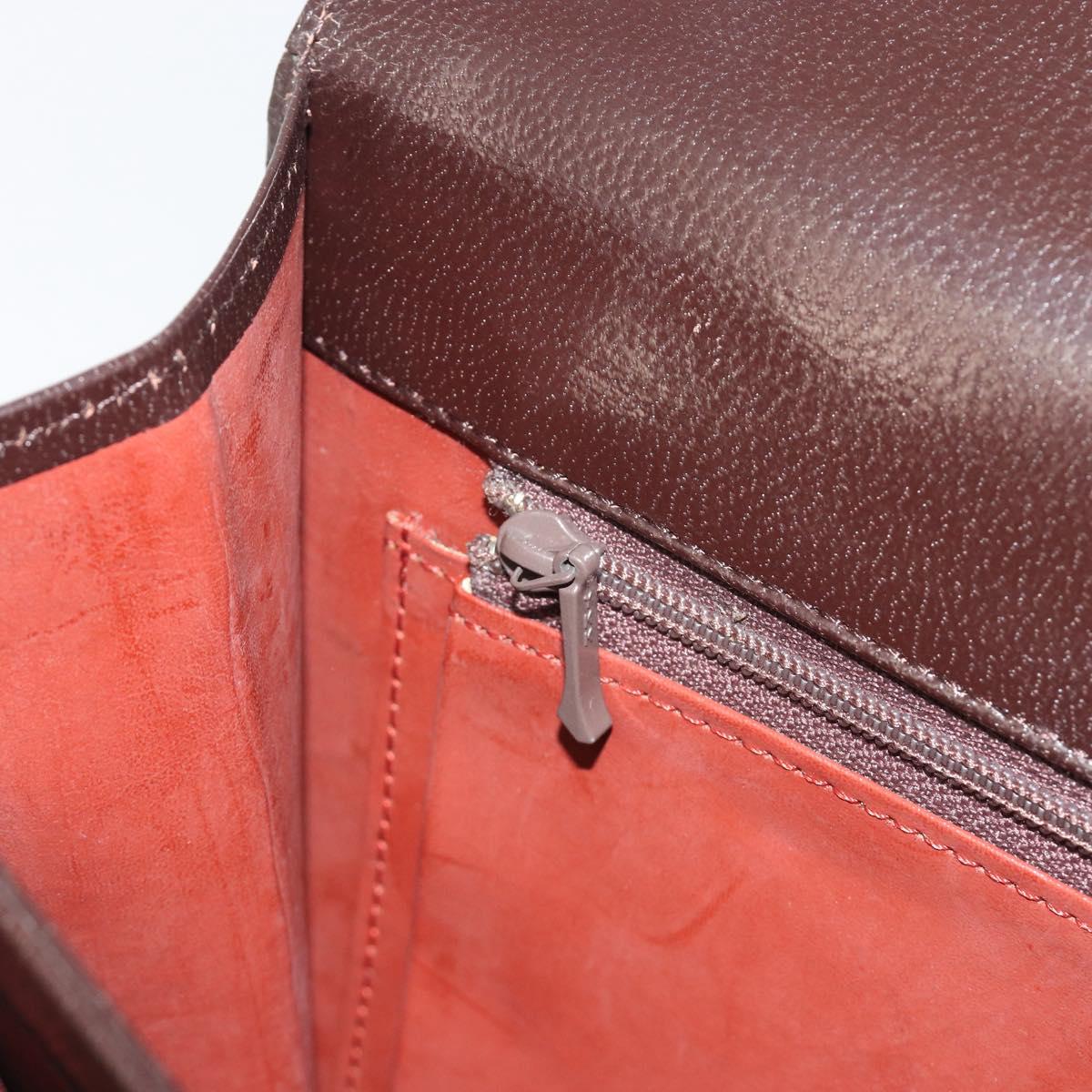 SAINT LAURENT Shoulder Bag Leather Brown Gold Auth 187382