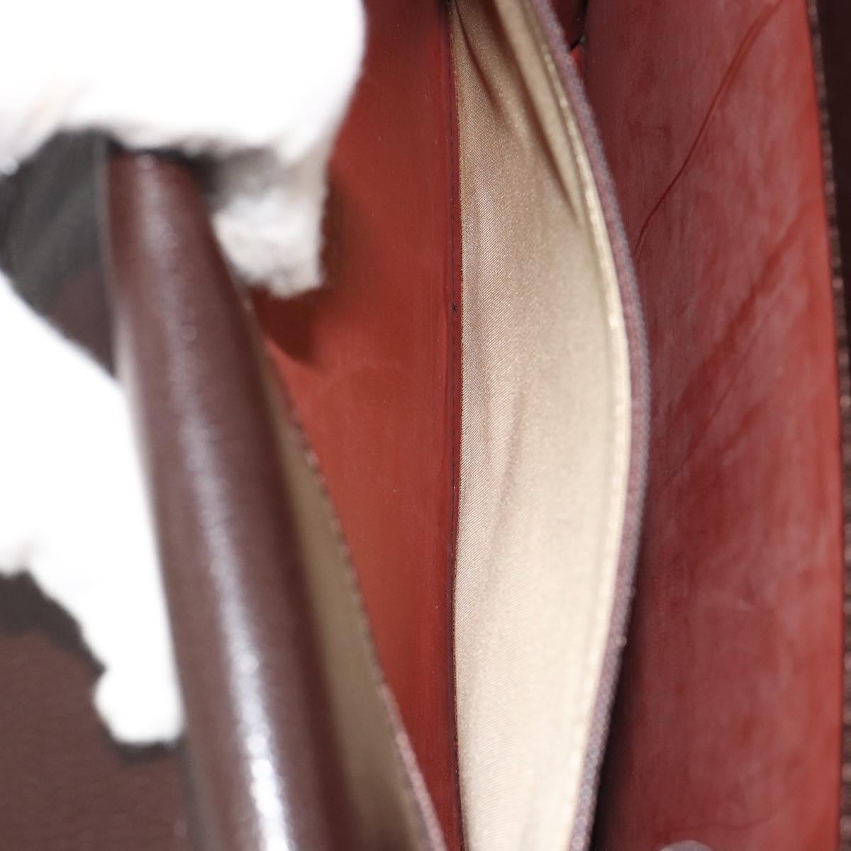 SAINT LAURENT Shoulder Bag Leather Brown Gold Auth 187382A