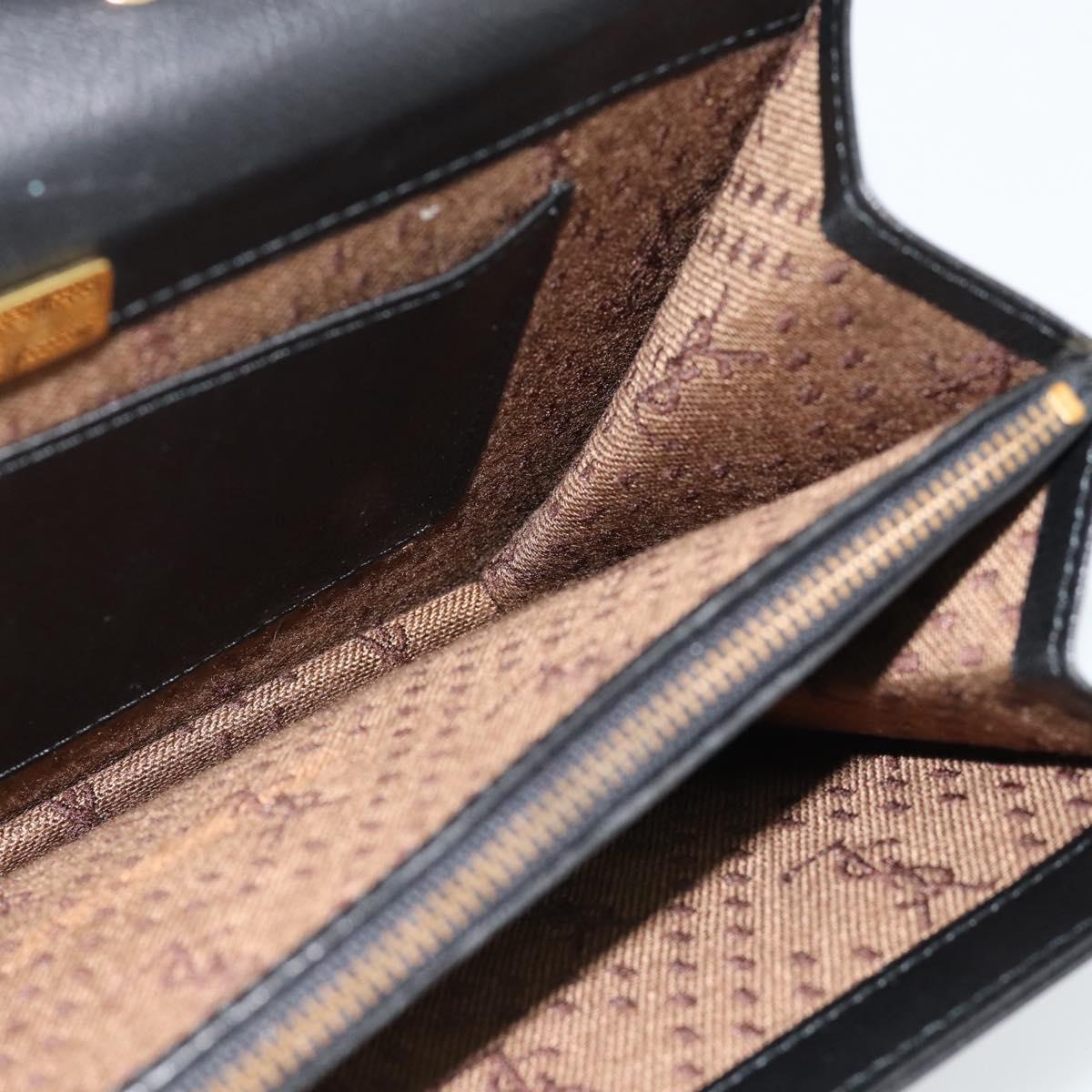 SAINT LAURENT Clutch Bag Leather Black Gold Auth 187383