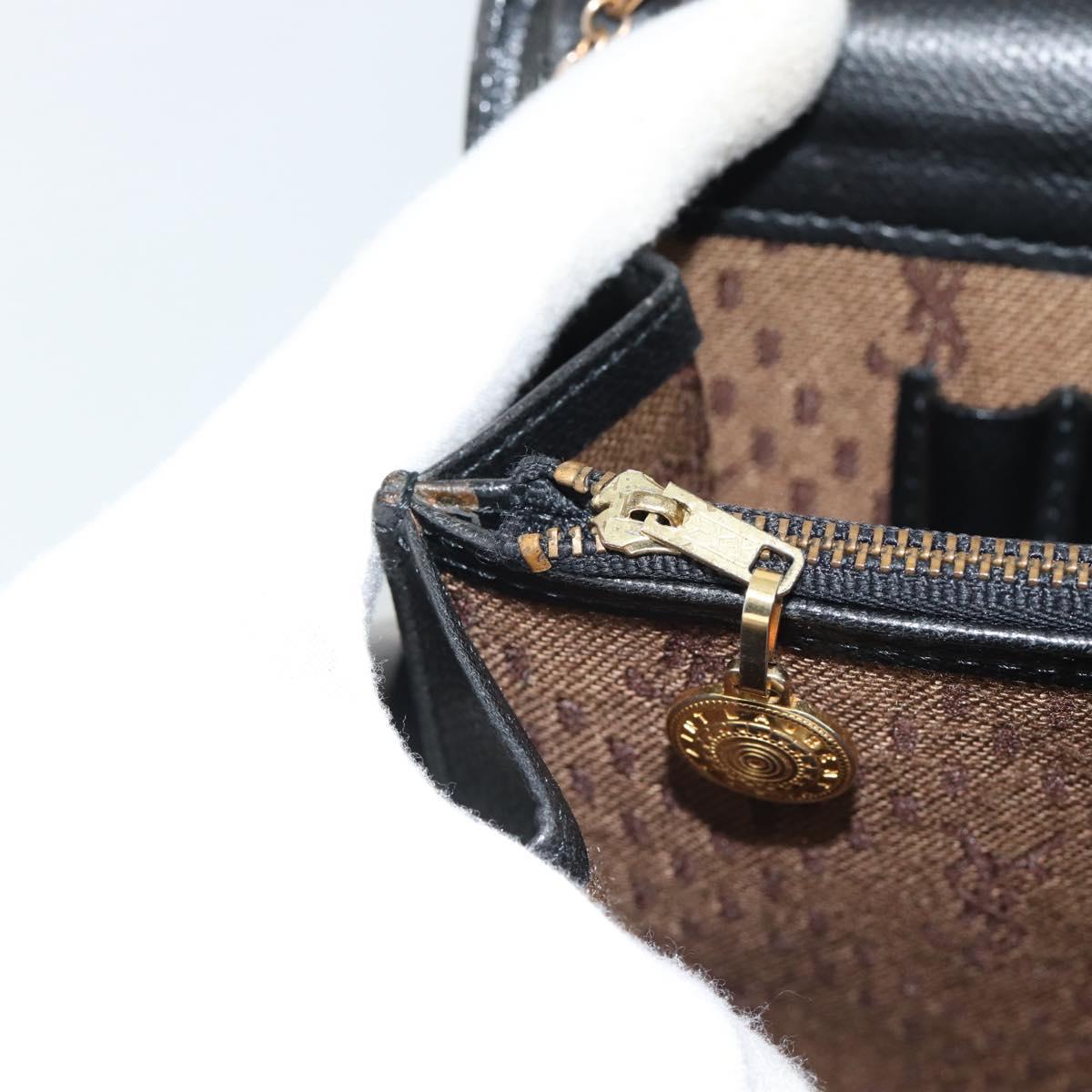 SAINT LAURENT Clutch Bag Leather Black Gold Auth 187383