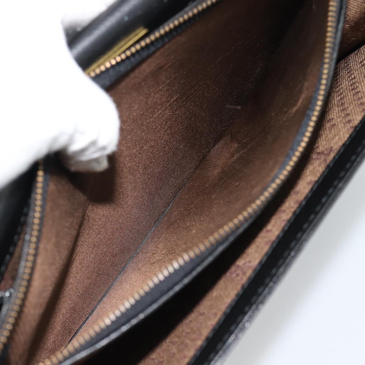 SAINT LAURENT Clutch Bag Leather Black Gold Auth 187383